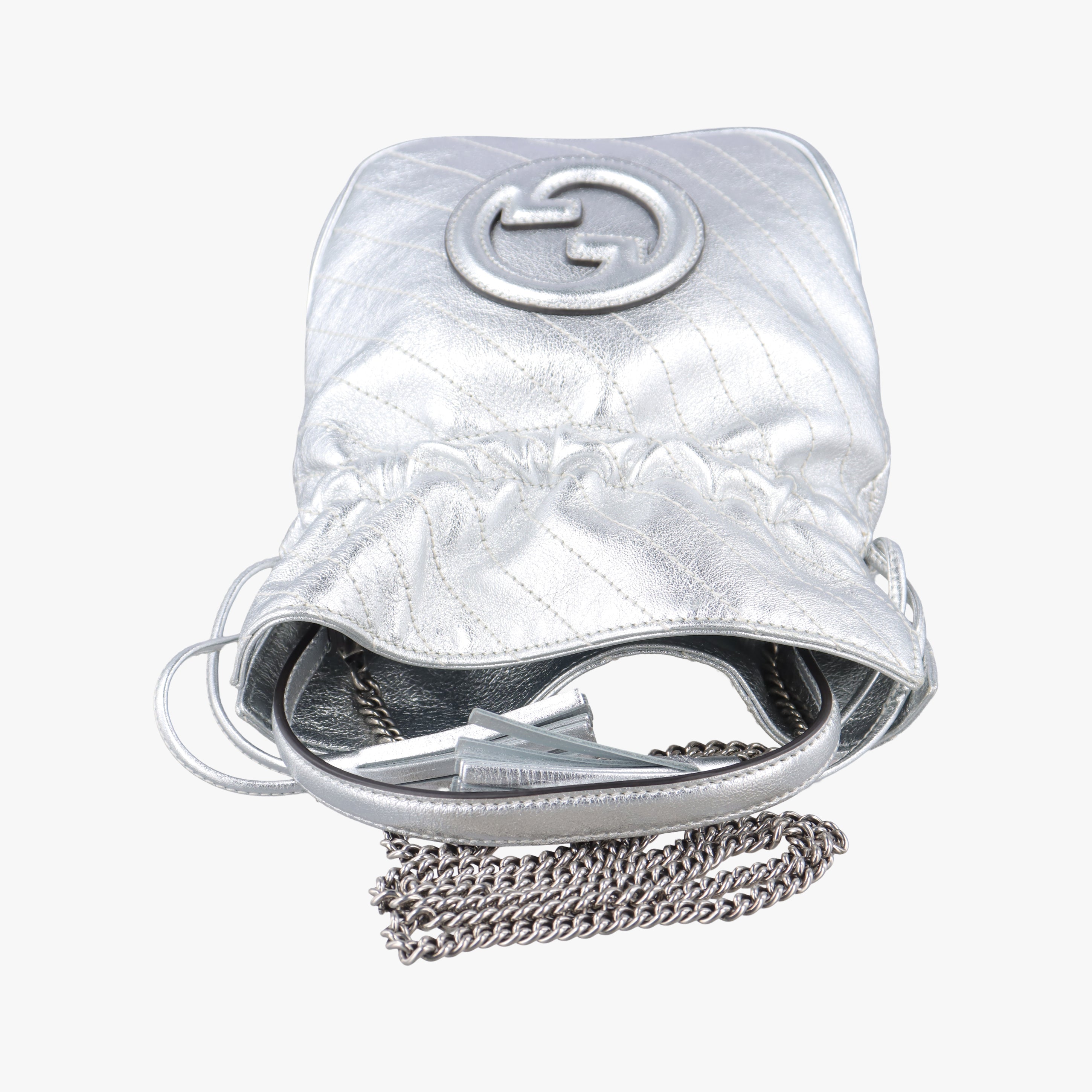 Pre-owned Gucci Blondie Silver Leather 760313 shoulderbag | stylenewstar