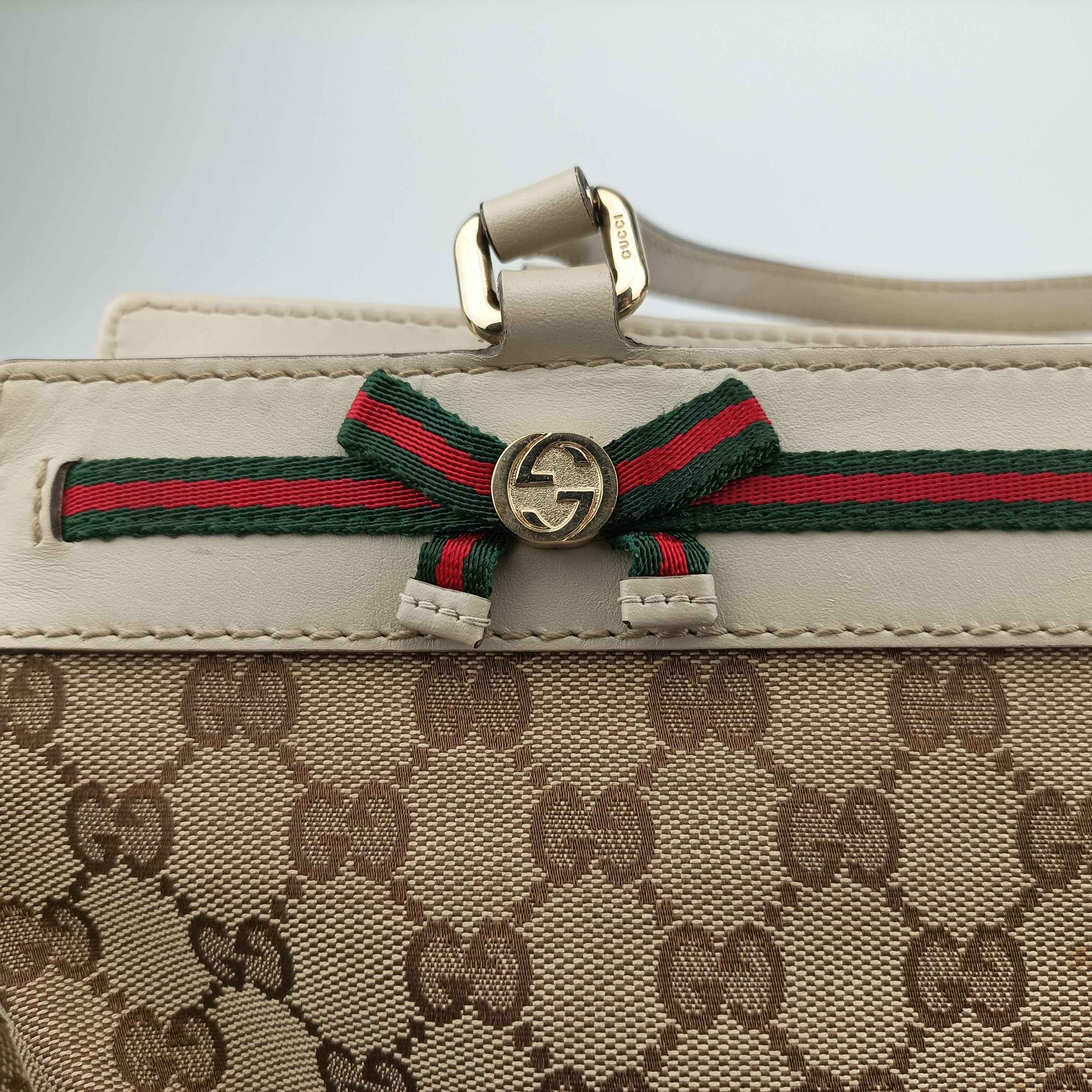 Pre-owned Gucci Guccissima Mayfair Beige×Multicolour canvas×leather 257063 handbag | stylenewstar