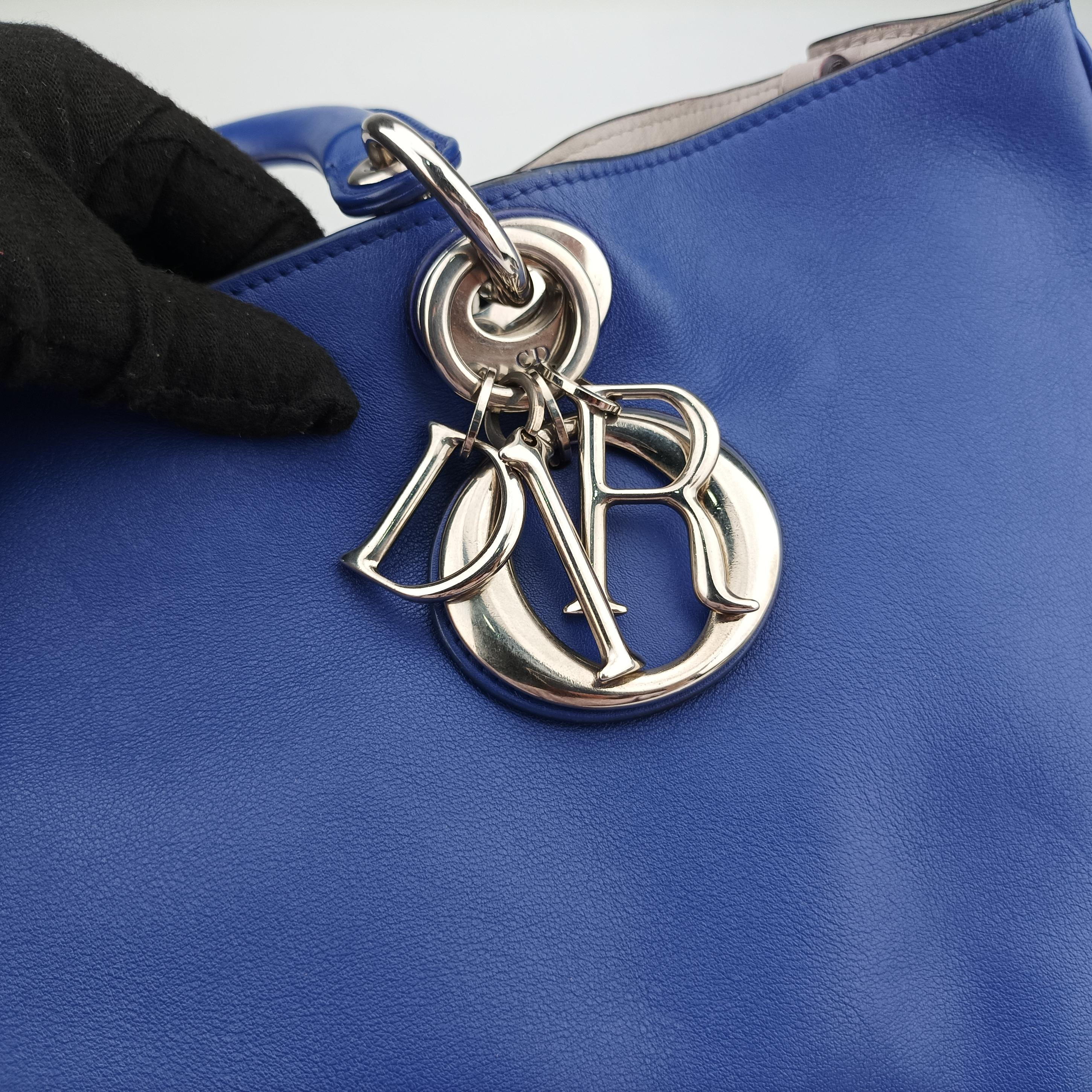 Pre-owned Christian Dior Diorissimo Blue Leather  shoulderbag | stylenewstar