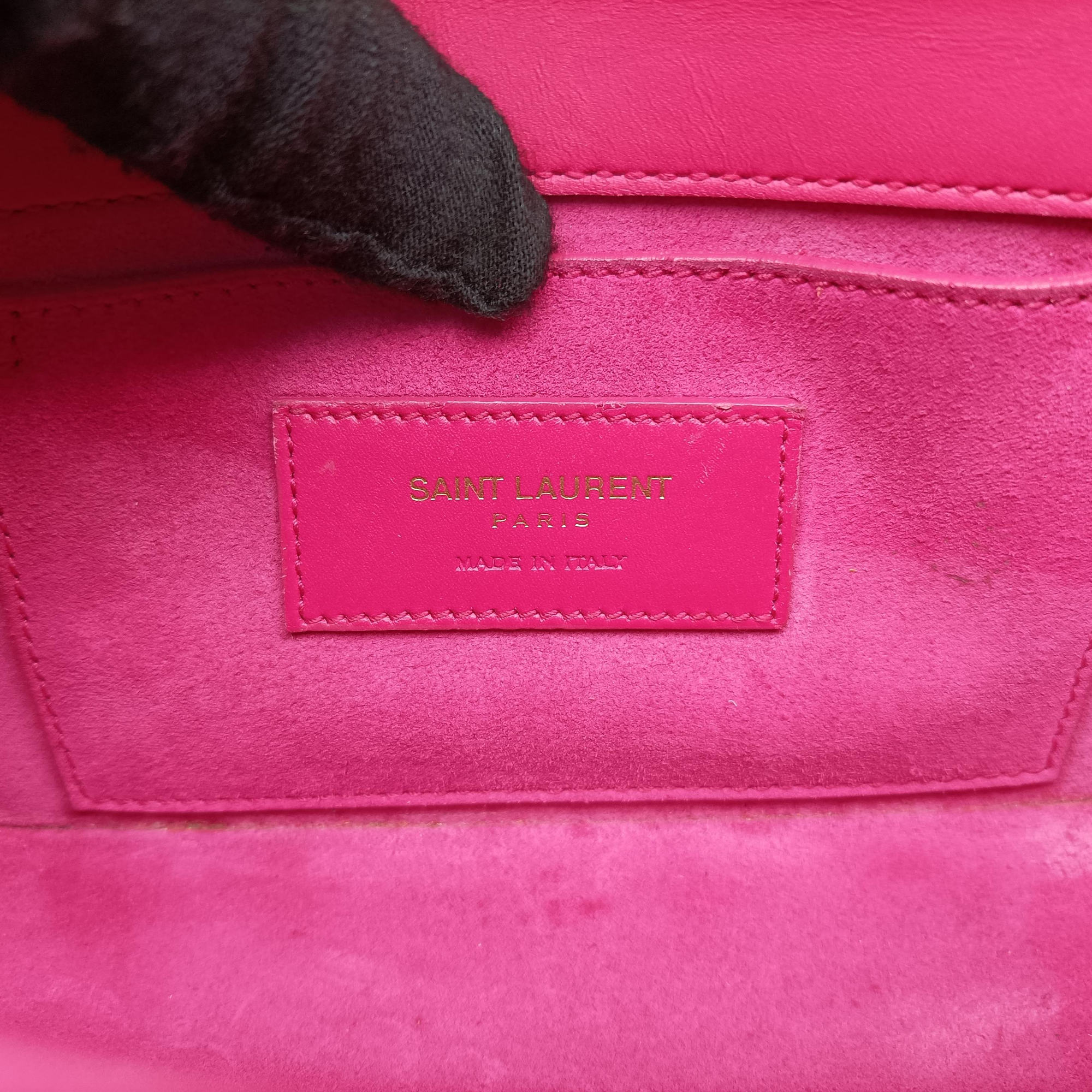 Pre-owned Yves Saint Laurent monogram university Pink Leather 367079 shoulderbag | stylenewstar