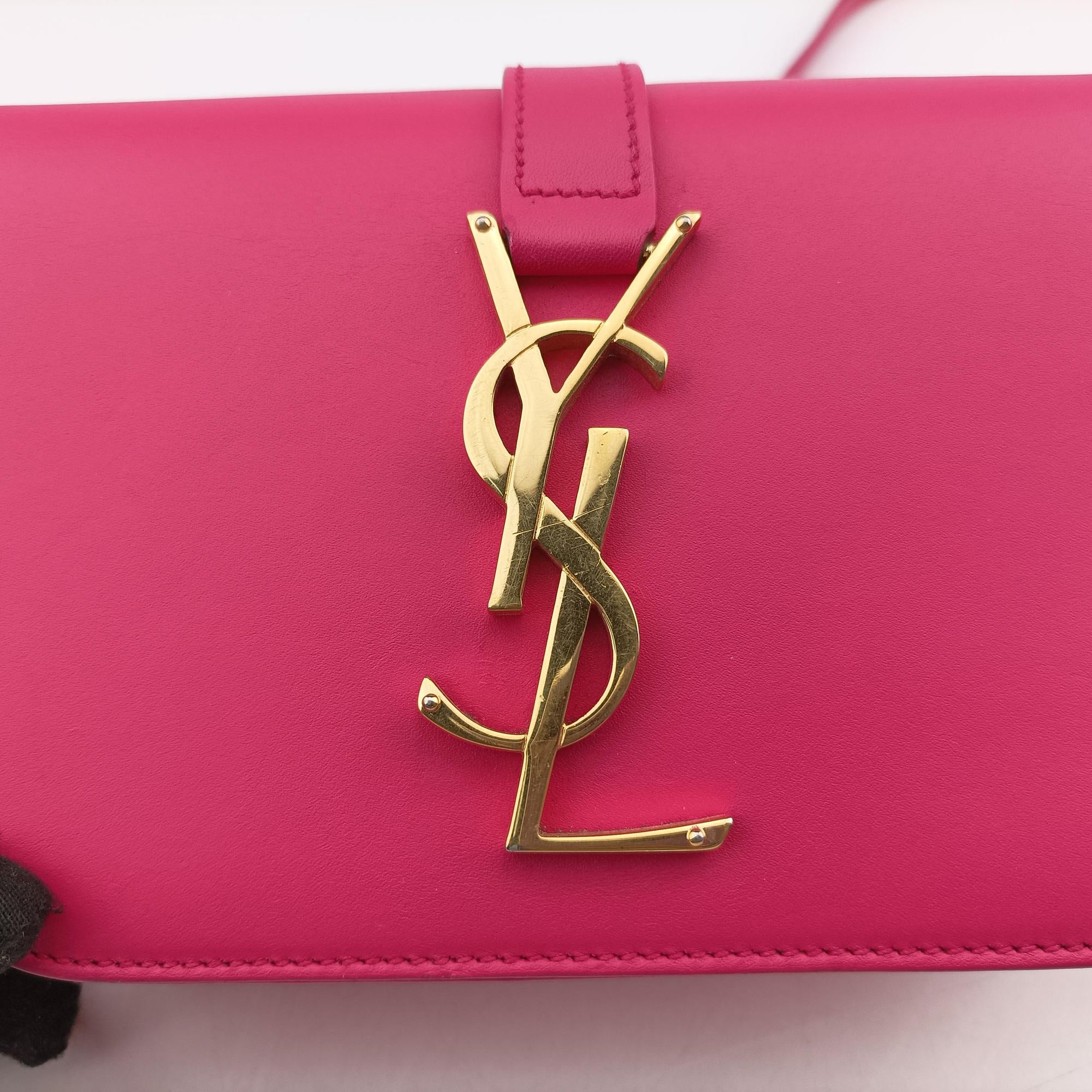 Pre-owned Yves Saint Laurent monogram university Pink Leather 367079 shoulderbag | stylenewstar