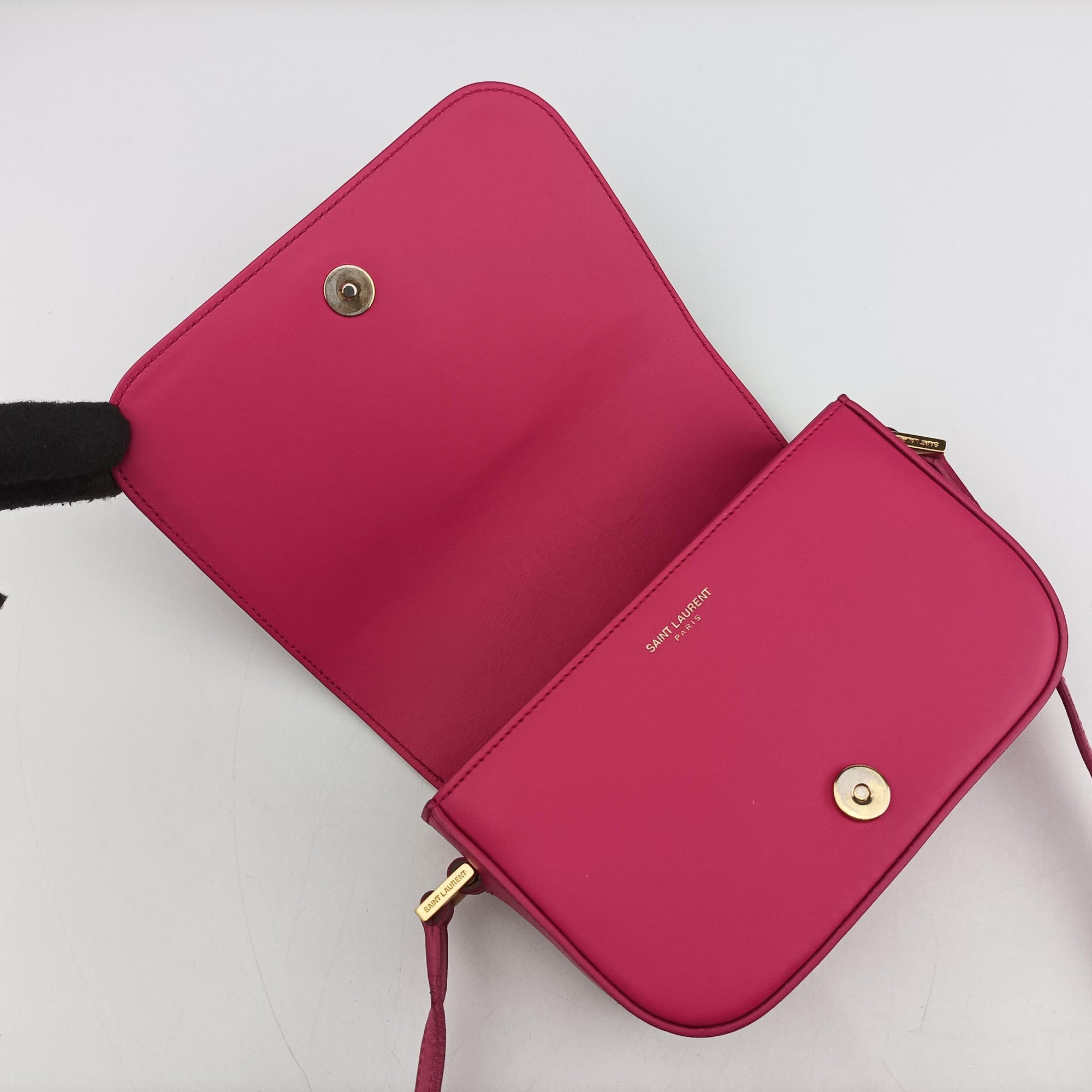 Pre-owned Yves Saint Laurent monogram university Pink Leather 367079 shoulderbag | stylenewstar