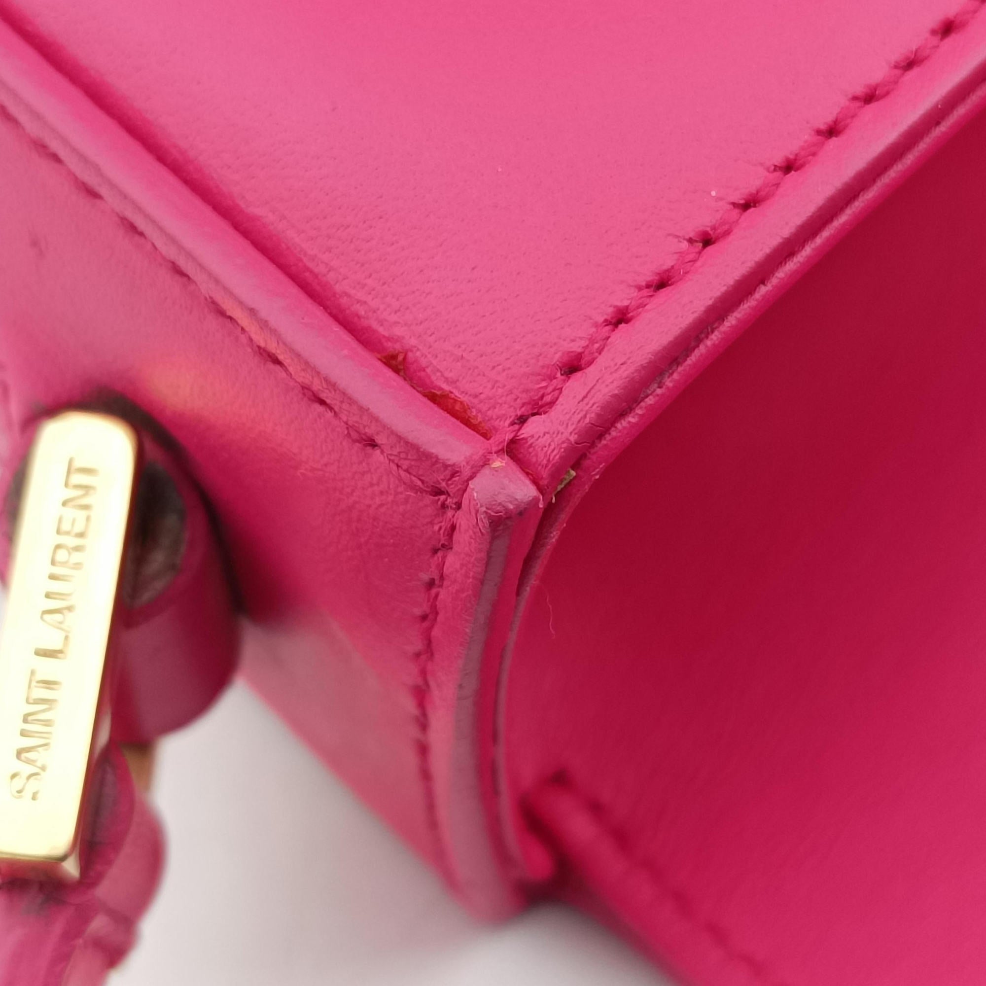 Pre-owned Yves Saint Laurent monogram university Pink Leather 367079 shoulderbag | stylenewstar