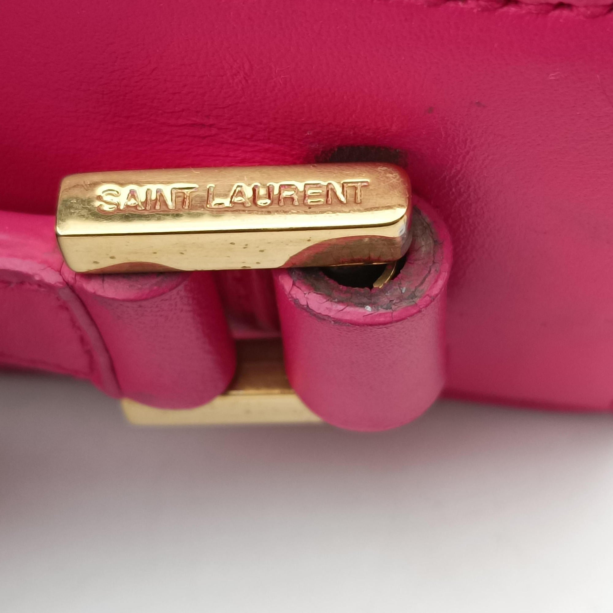 Pre-owned Yves Saint Laurent monogram university Pink Leather 367079 shoulderbag | stylenewstar