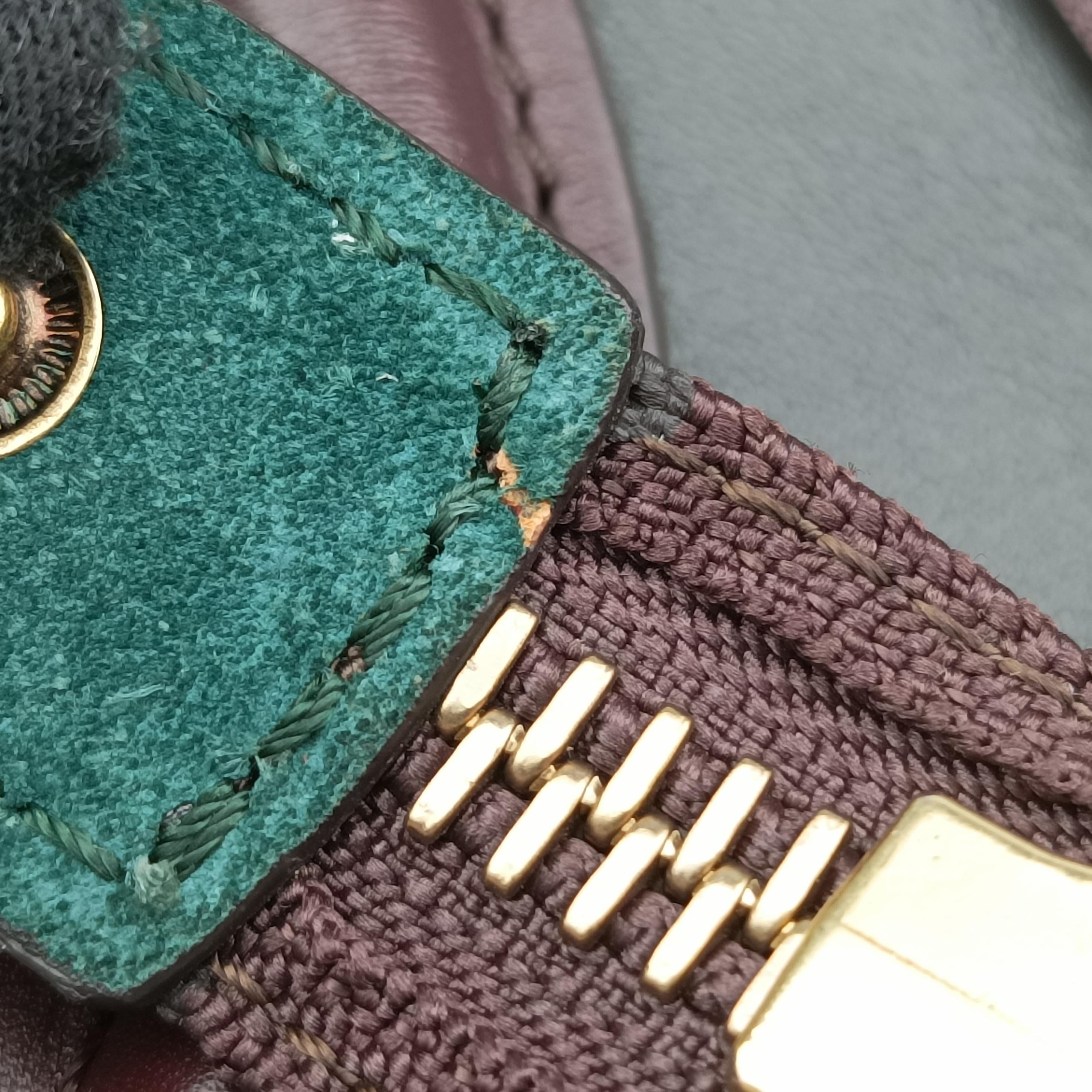 Pre-owned Celine Luggage Micro shopper Green×burgundy×Black Leather×suede  handbag | stylenewstar