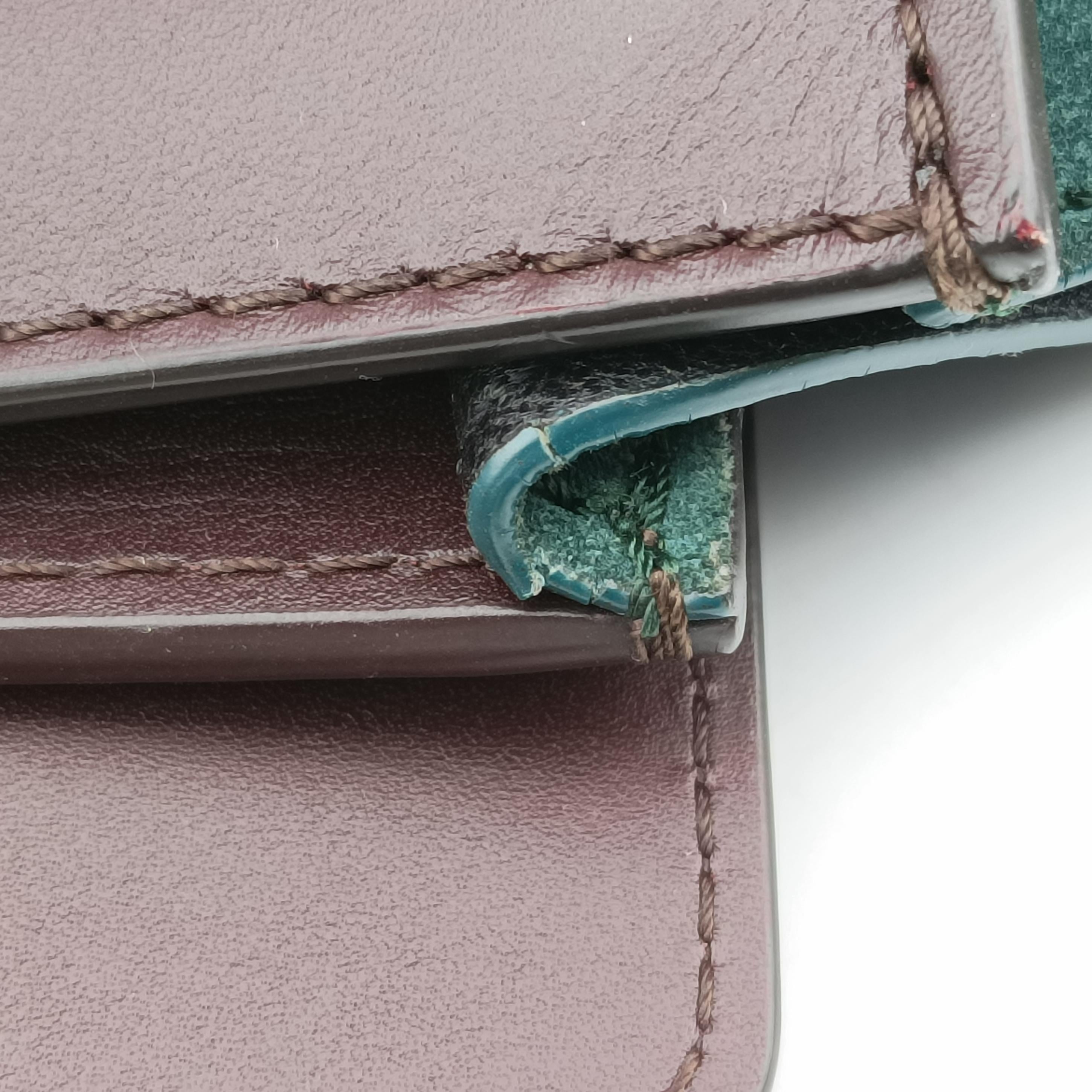 Pre-owned Celine Luggage Micro shopper Green×burgundy×Black Leather×suede  handbag | stylenewstar