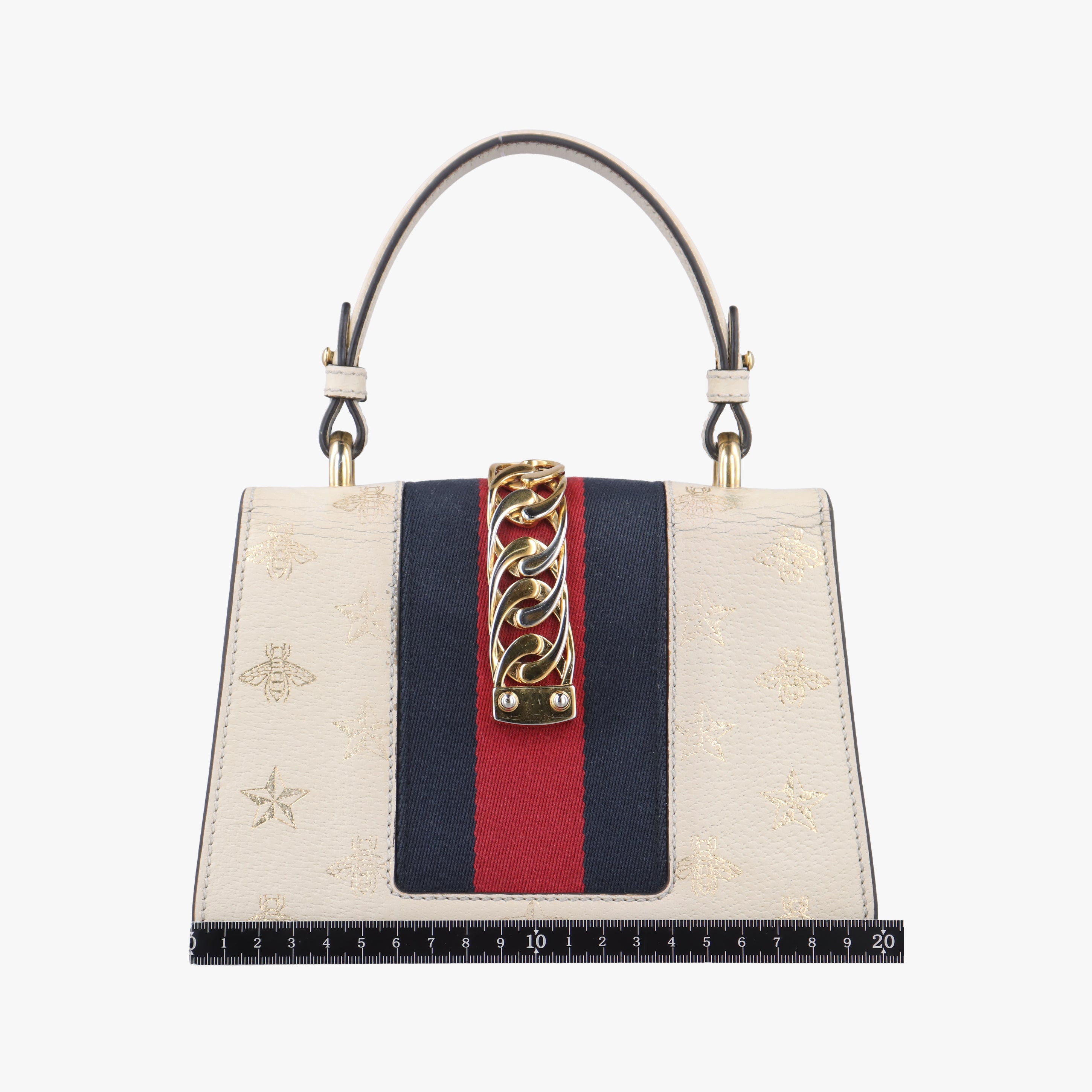 Pre-owned Gucci Sylvie Ivory×navy×red Leather 470270 shoulderbag | stylenewstar