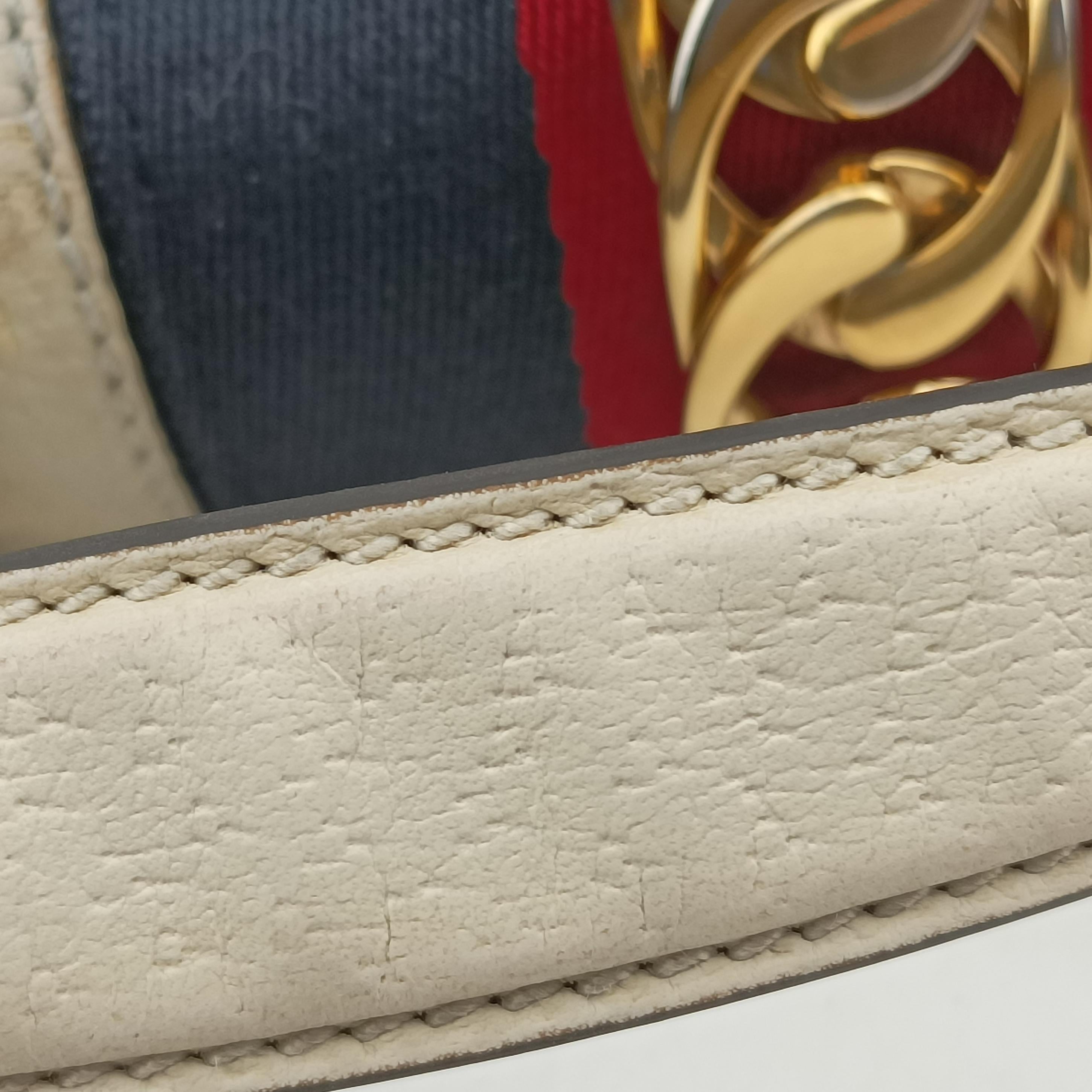 Pre-owned Gucci Sylvie Ivory×navy×red Leather 470270 shoulderbag | stylenewstar