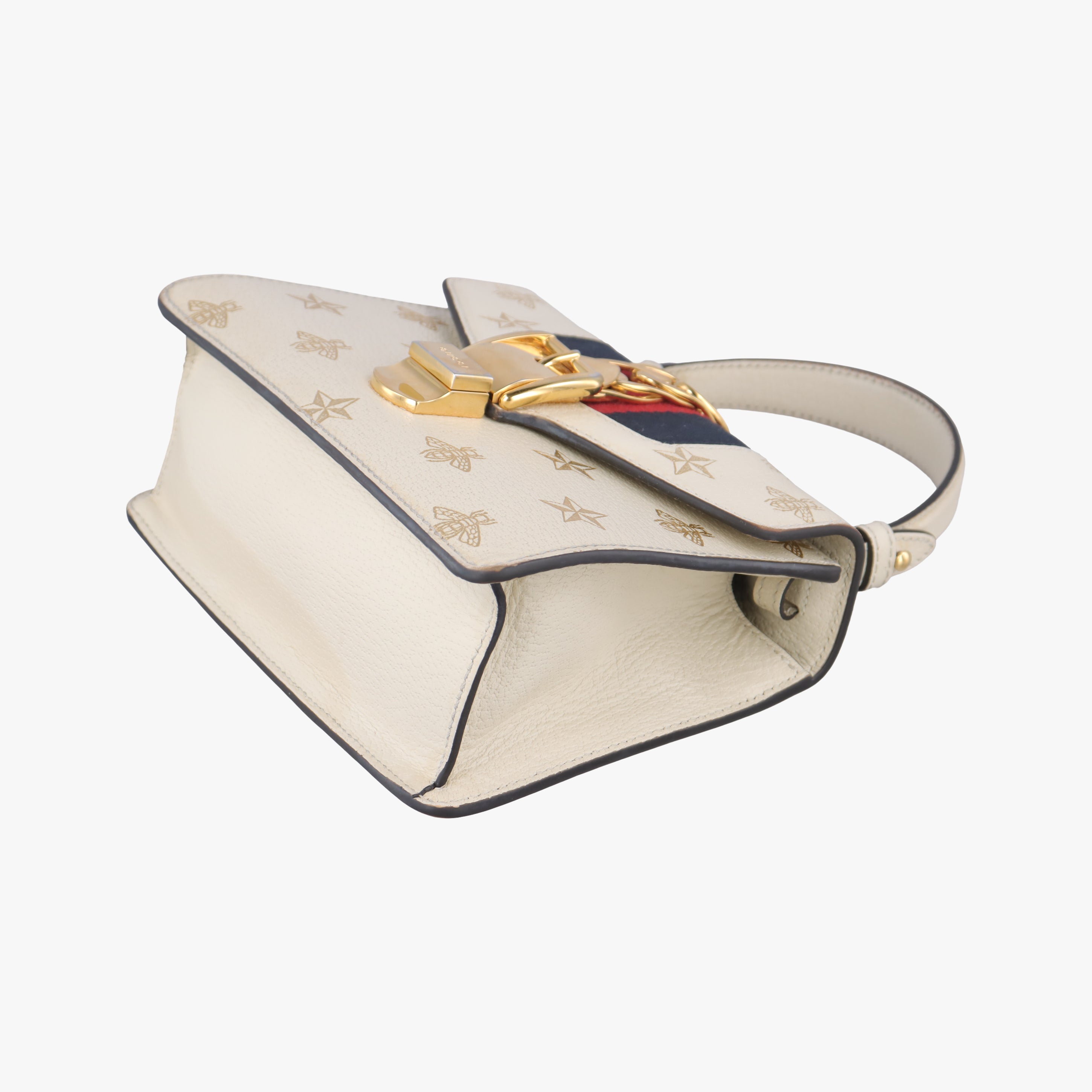 Pre-owned Gucci Sylvie Ivory×navy×red Leather 470270 shoulderbag | stylenewstar