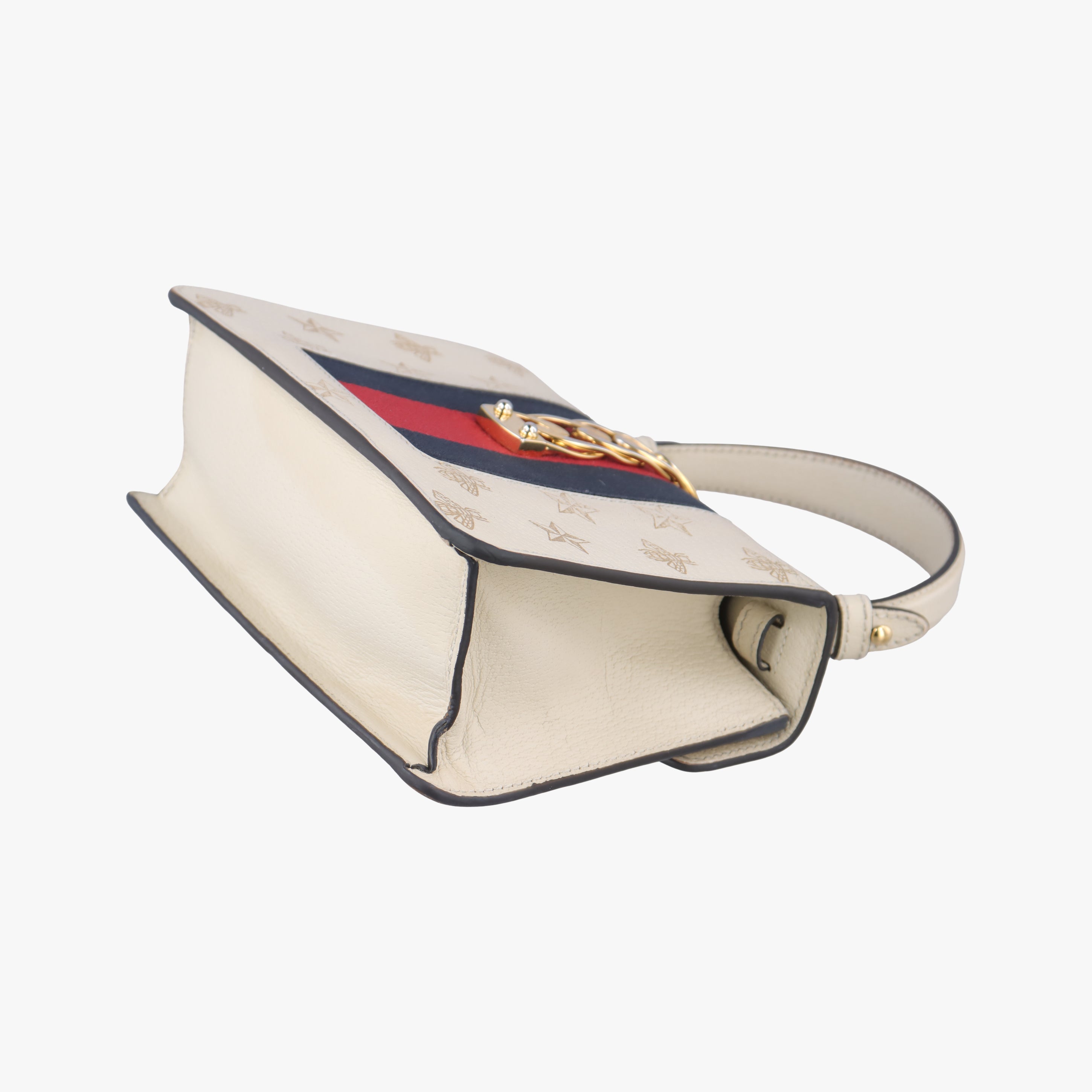 Pre-owned Gucci Sylvie Ivory×navy×red Leather 470270 shoulderbag | stylenewstar