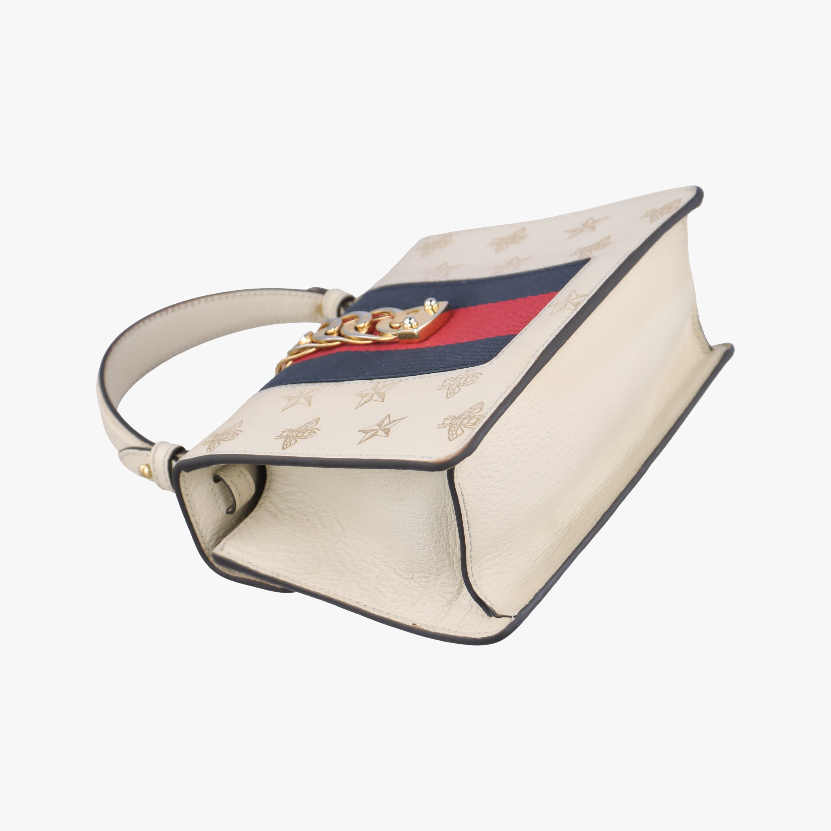 Pre-owned Gucci Sylvie Ivory×navy×red Leather 470270 shoulderbag | stylenewstar
