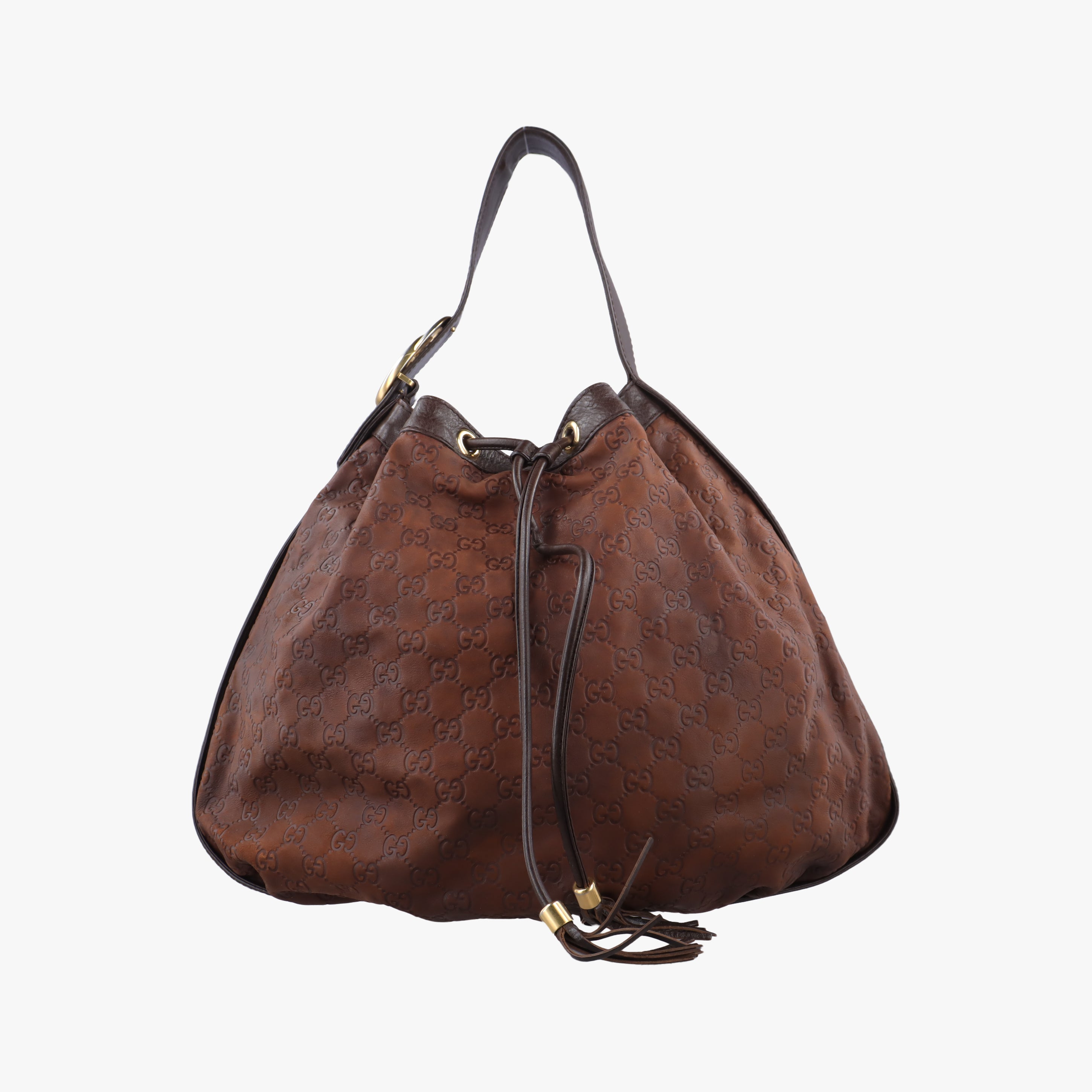 Pre-owned Gucci Guccissima Interlocking Icon Hobo Brown leather 223951 shoulderbag | stylenewstar