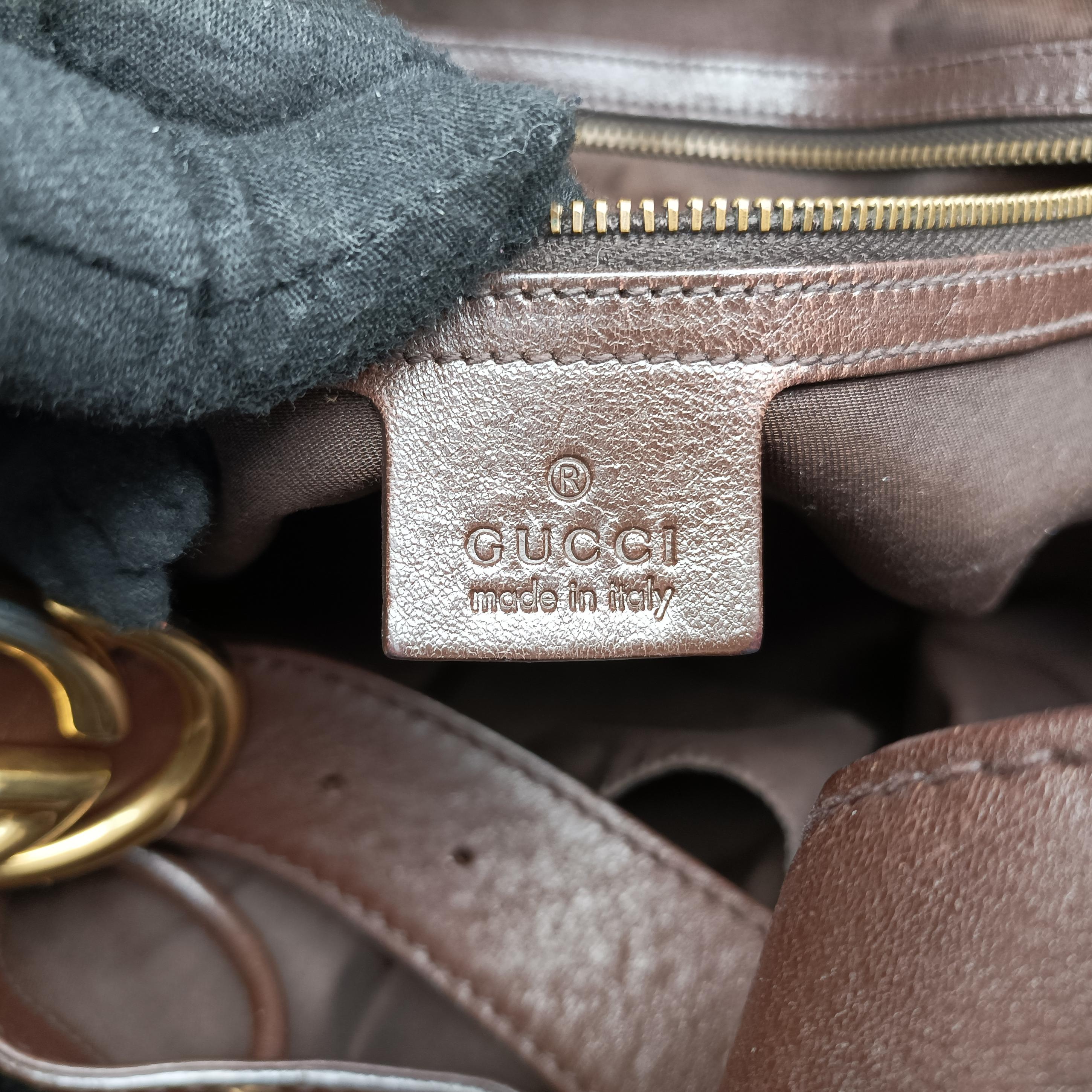 Pre-owned Gucci Guccissima Interlocking Icon Hobo Brown leather 223951 shoulderbag | stylenewstar