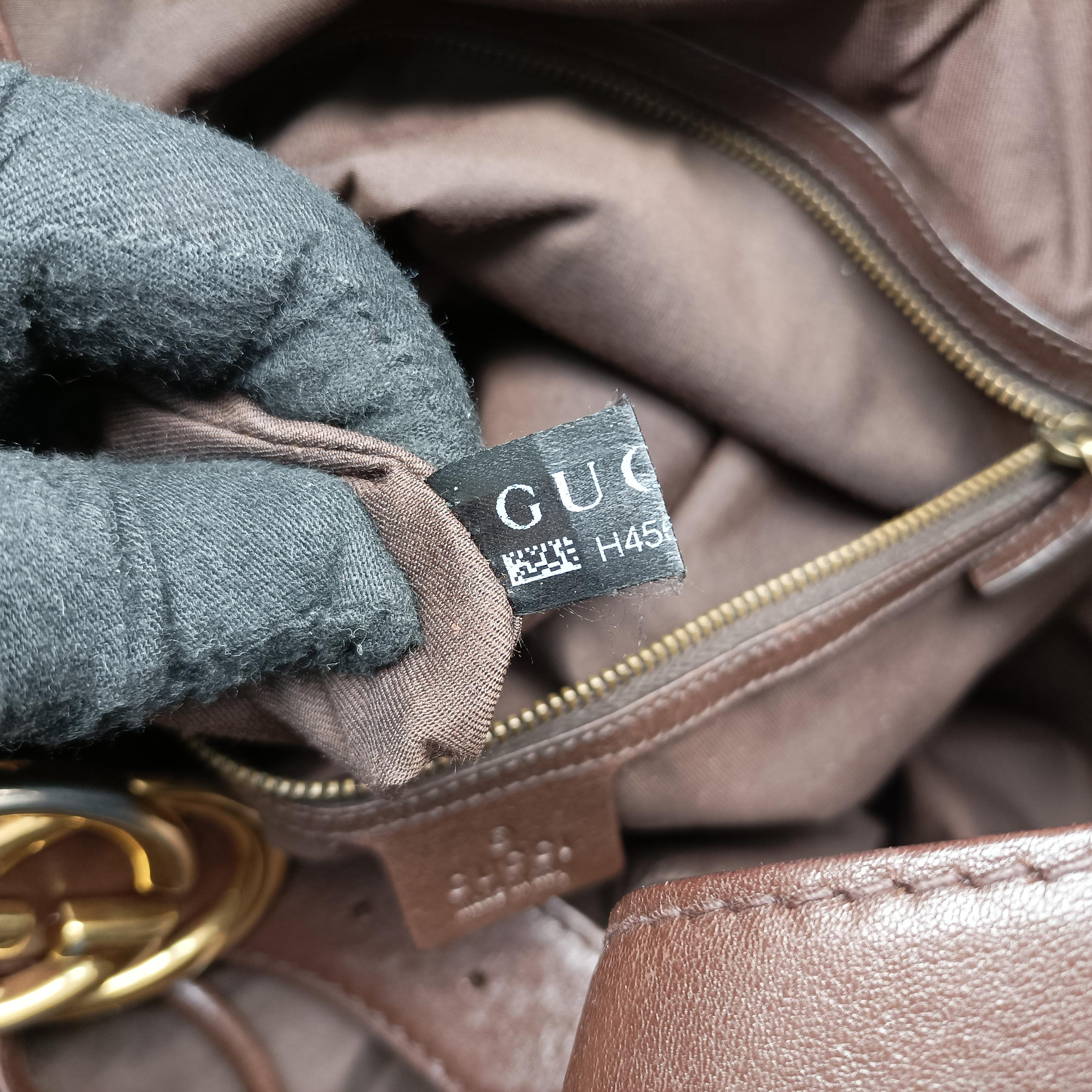 Pre-owned Gucci Guccissima Interlocking Icon Hobo Brown leather 223951 shoulderbag | stylenewstar