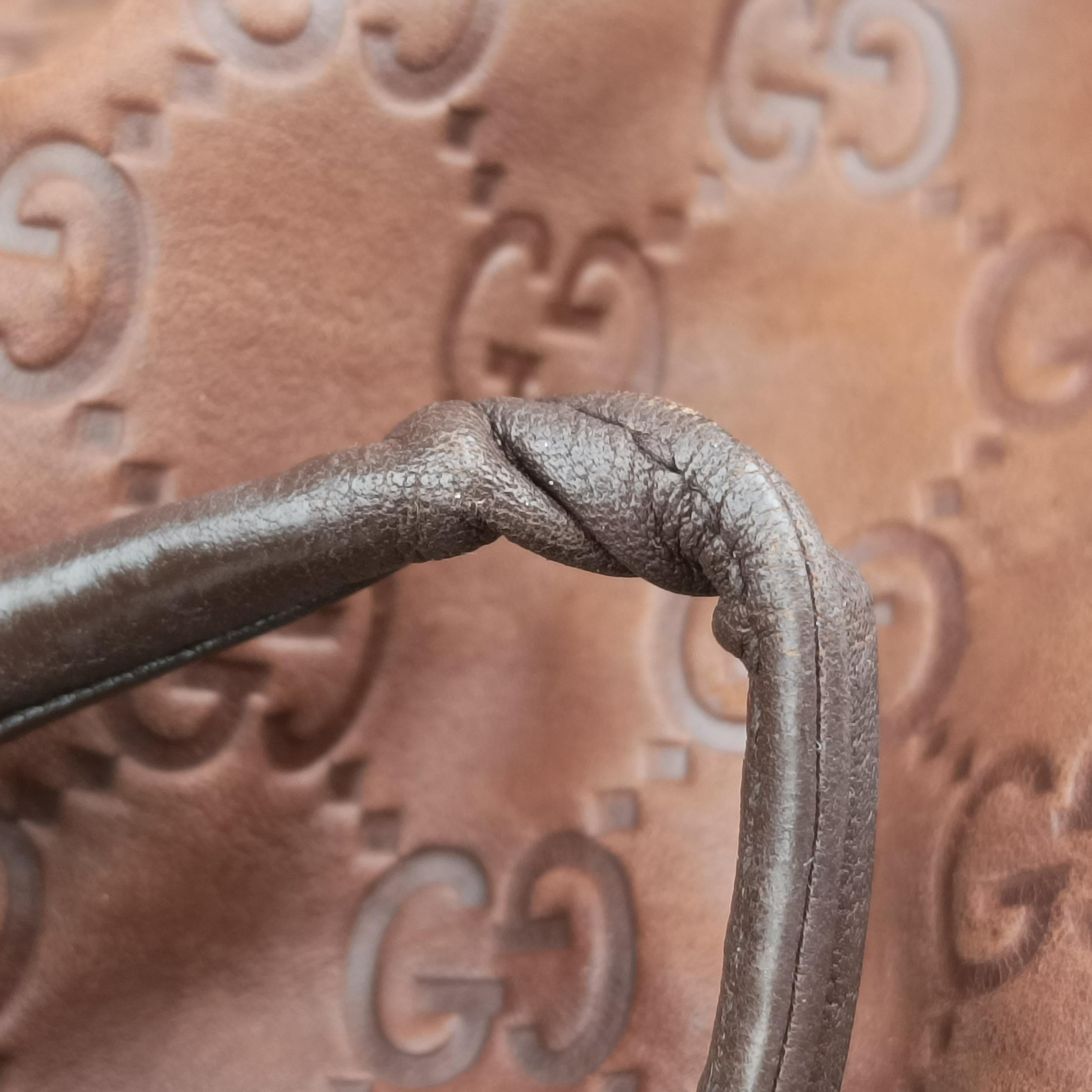 Pre-owned Gucci Guccissima Interlocking Icon Hobo Brown leather 223951 shoulderbag | stylenewstar