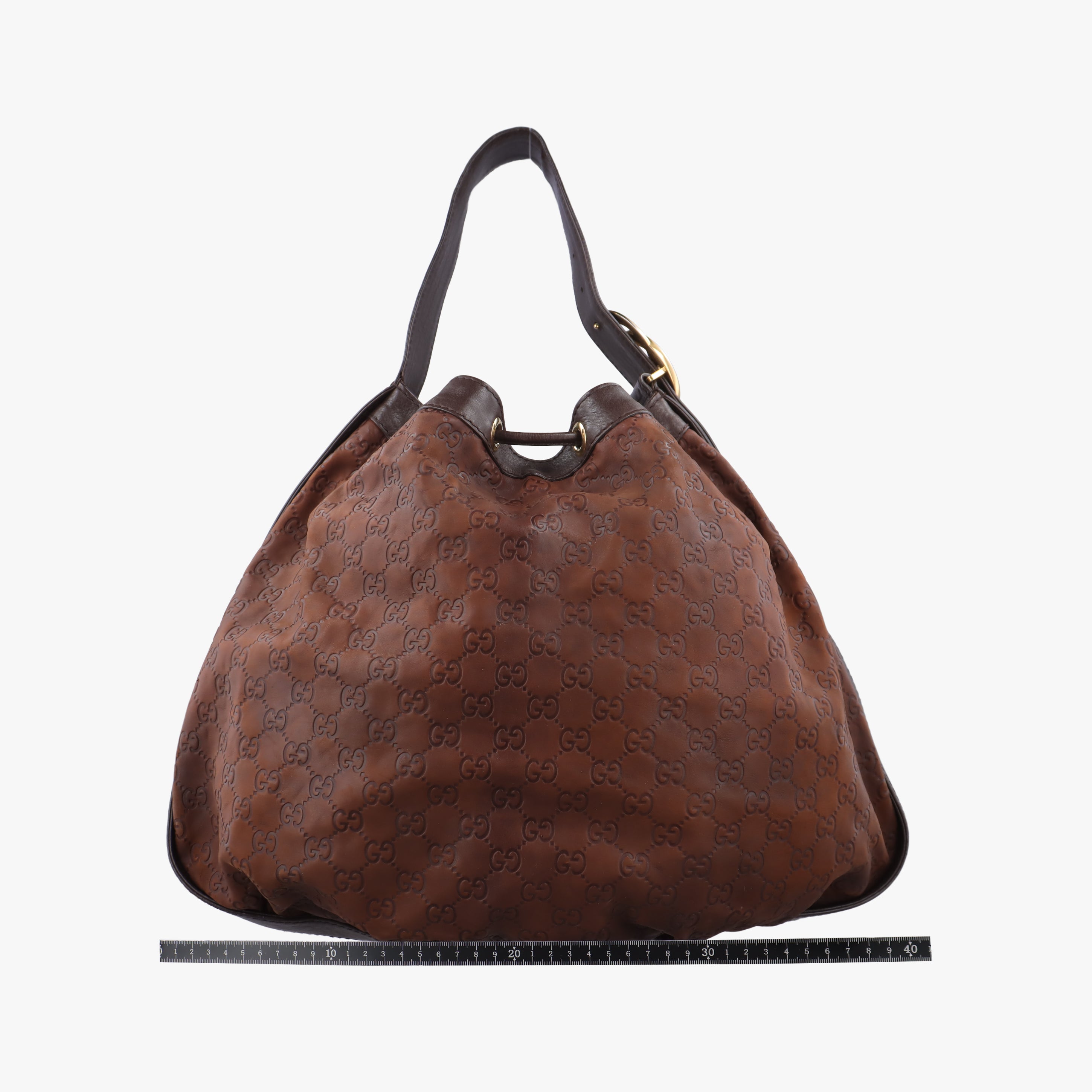Pre-owned Gucci Guccissima Interlocking Icon Hobo Brown leather 223951 shoulderbag | stylenewstar