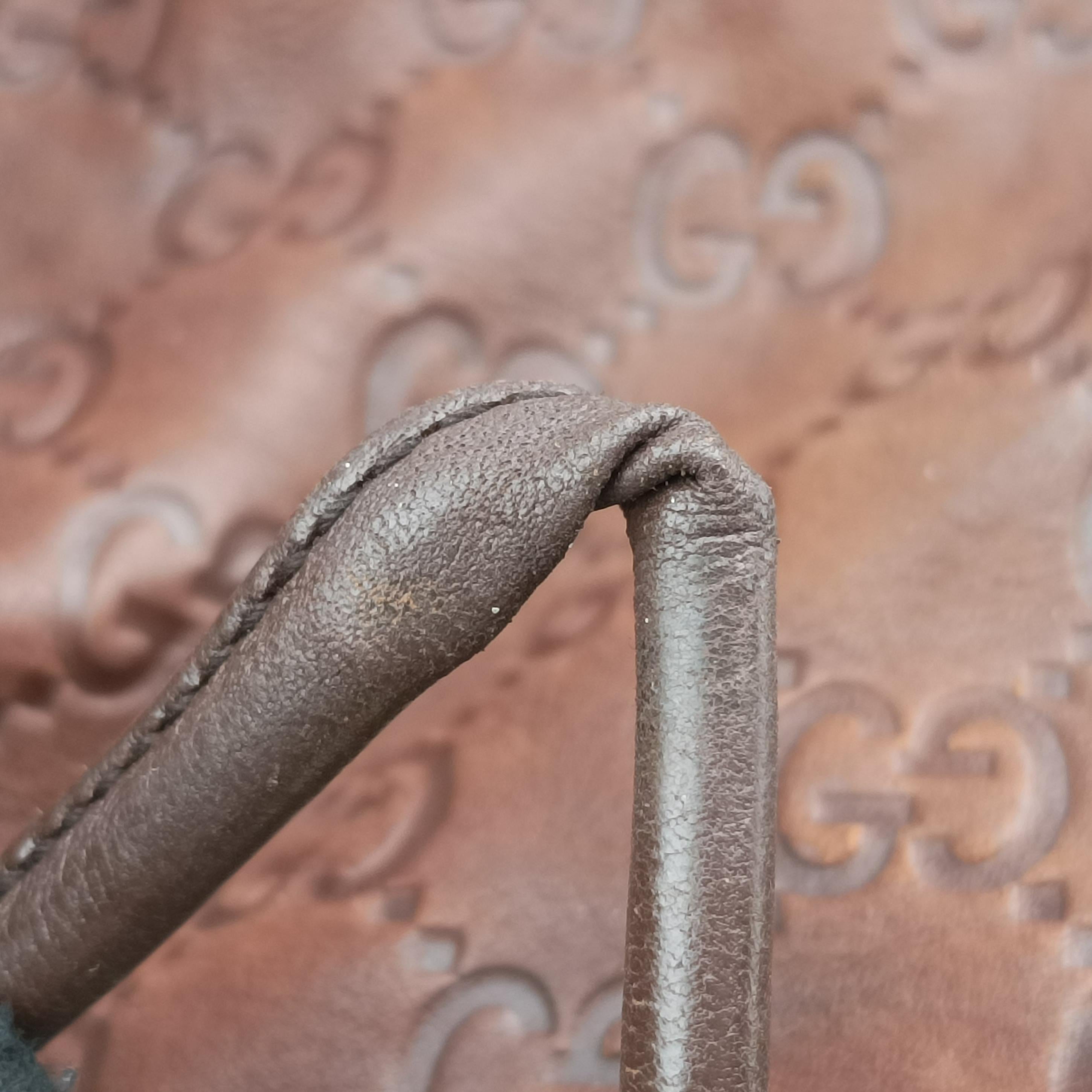 Pre-owned Gucci Guccissima Interlocking Icon Hobo Brown leather 223951 shoulderbag | stylenewstar
