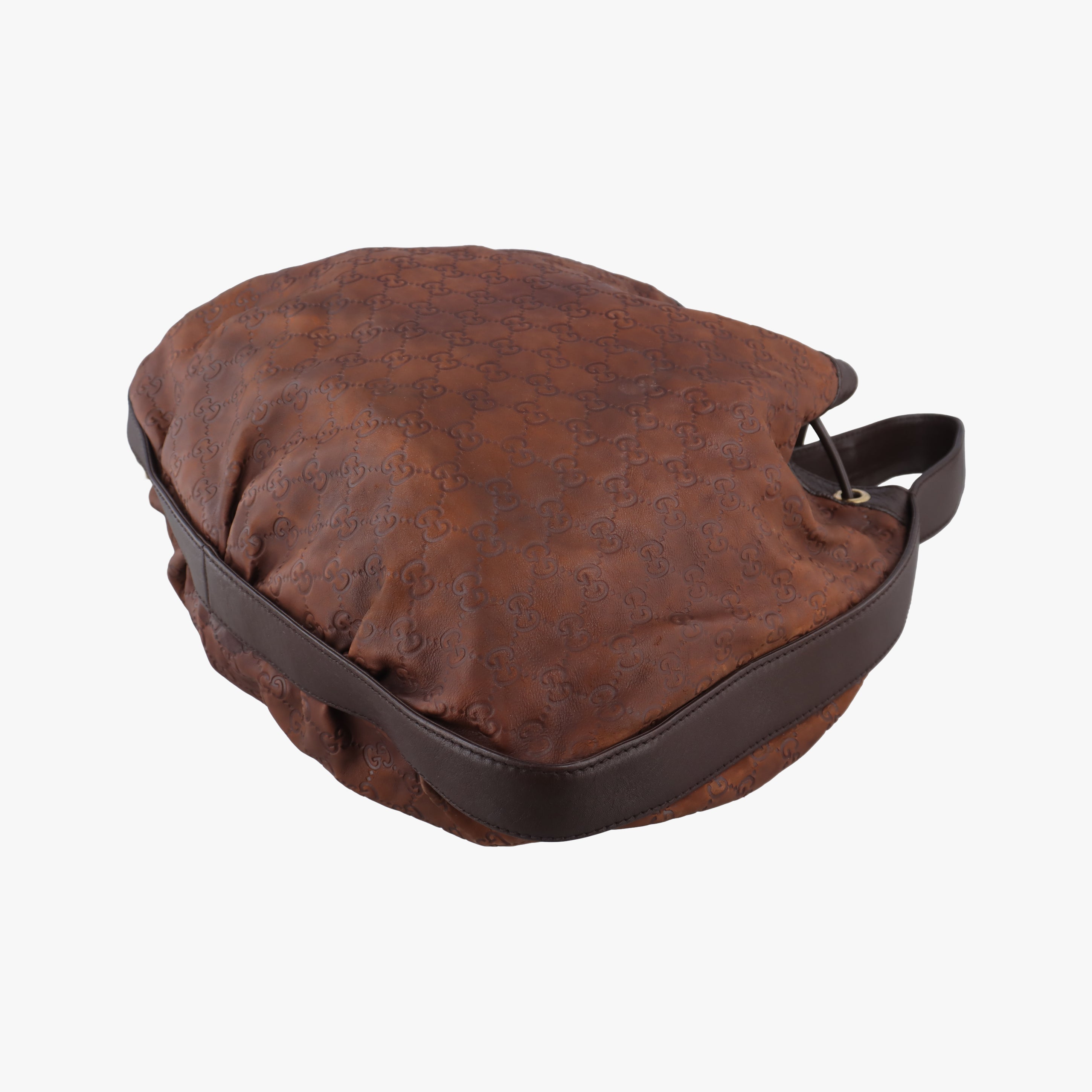 Pre-owned Gucci Guccissima Interlocking Icon Hobo Brown leather 223951 shoulderbag | stylenewstar