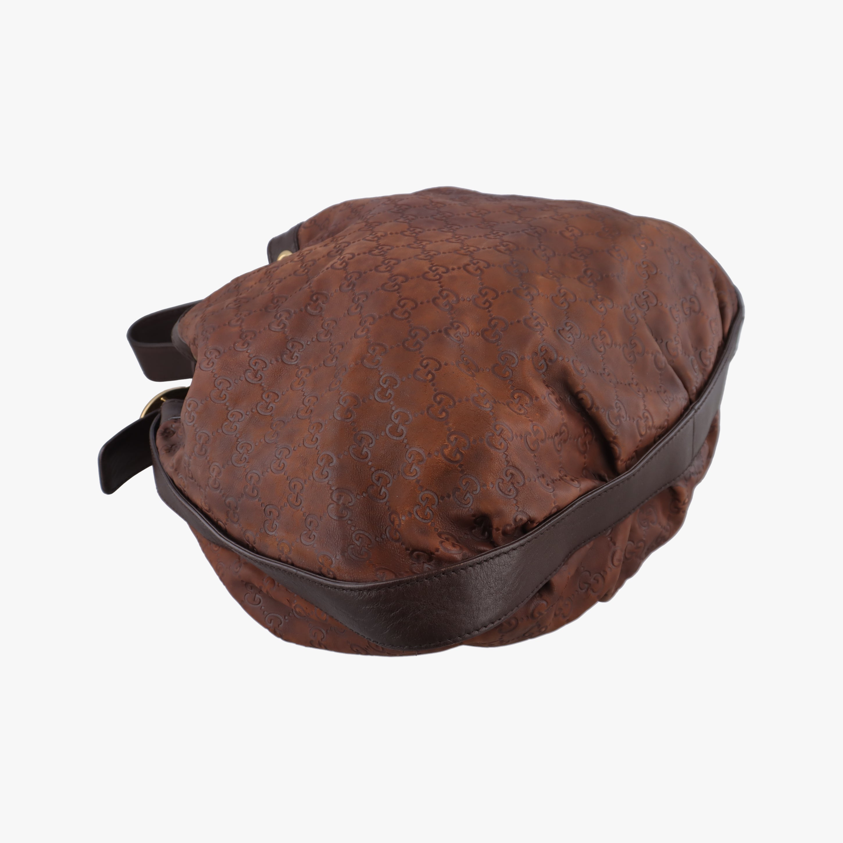 Pre-owned Gucci Guccissima Interlocking Icon Hobo Brown leather 223951 shoulderbag | stylenewstar