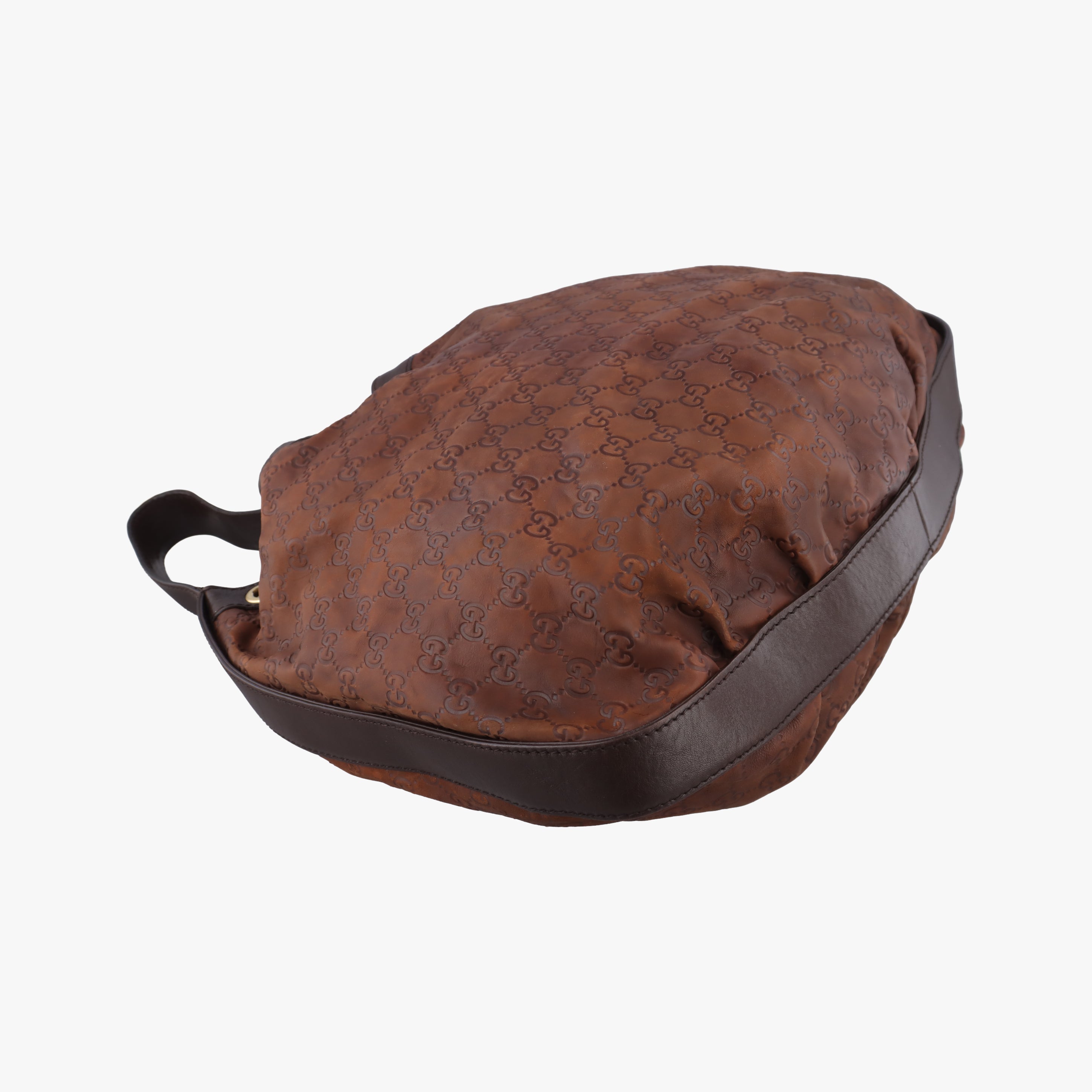 Pre-owned Gucci Guccissima Interlocking Icon Hobo Brown leather 223951 shoulderbag | stylenewstar