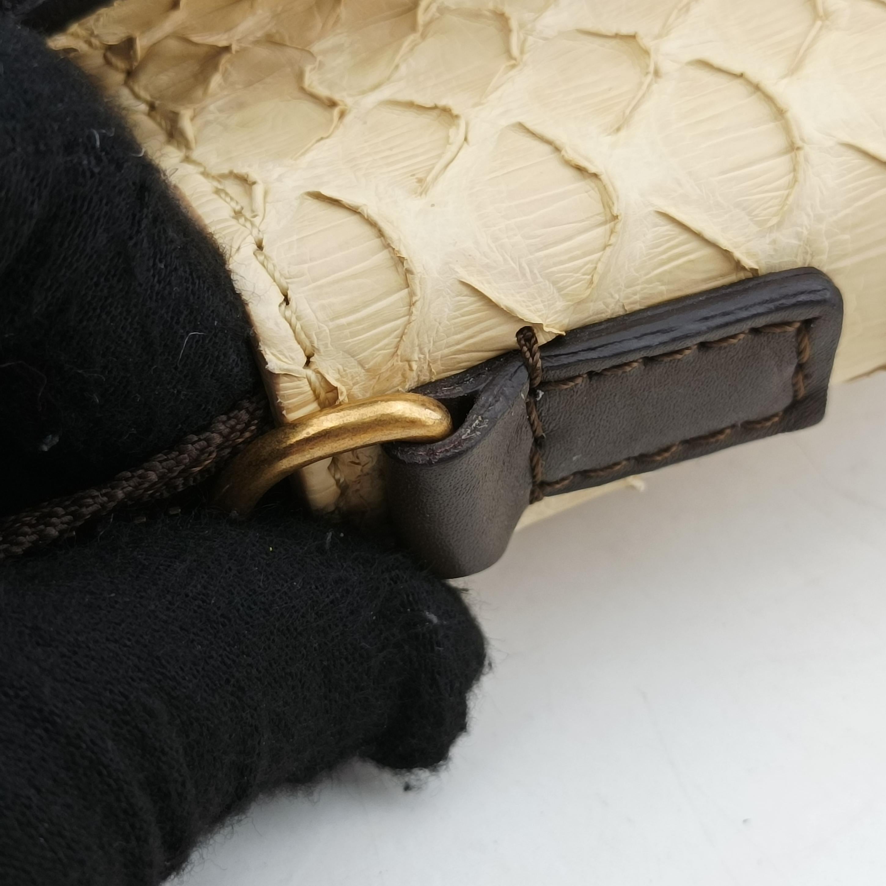 Vintage Celine luggage nano shopper Blue×white×Brown snakeskin  shoulderbag | stylenewstar