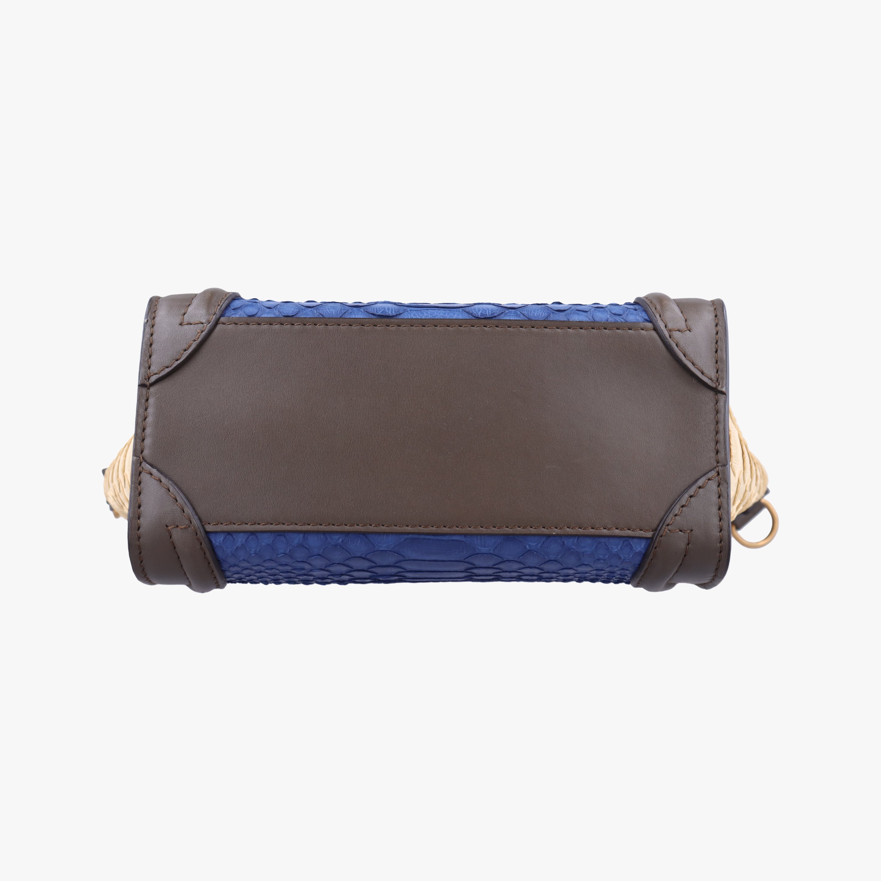Vintage Celine luggage nano shopper Blue×white×Brown snakeskin  shoulderbag | stylenewstar