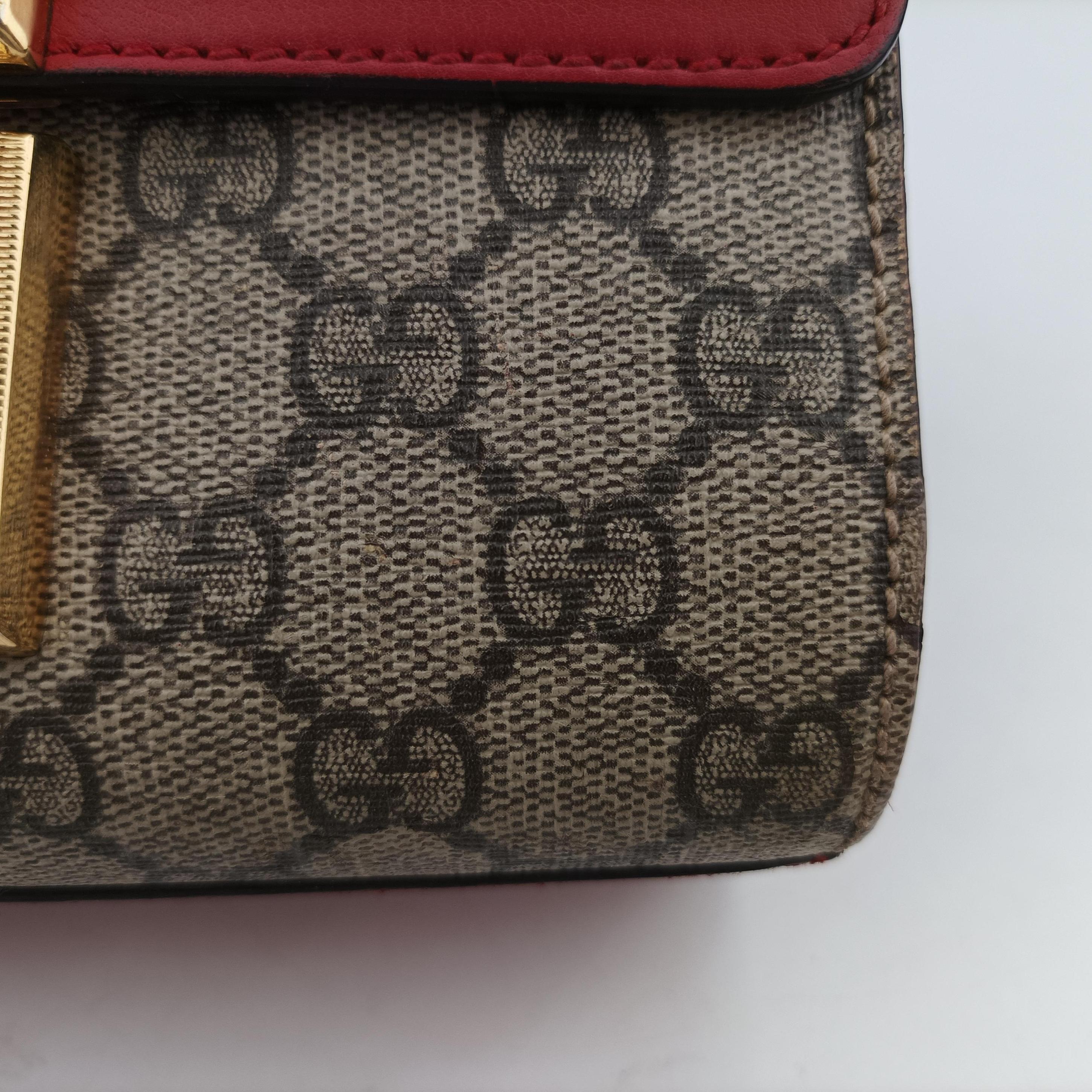Pre-owned Gucci Padlock beige×red×pink PVC coated canvas×leather 409487 shoulderbag | stylenewstar