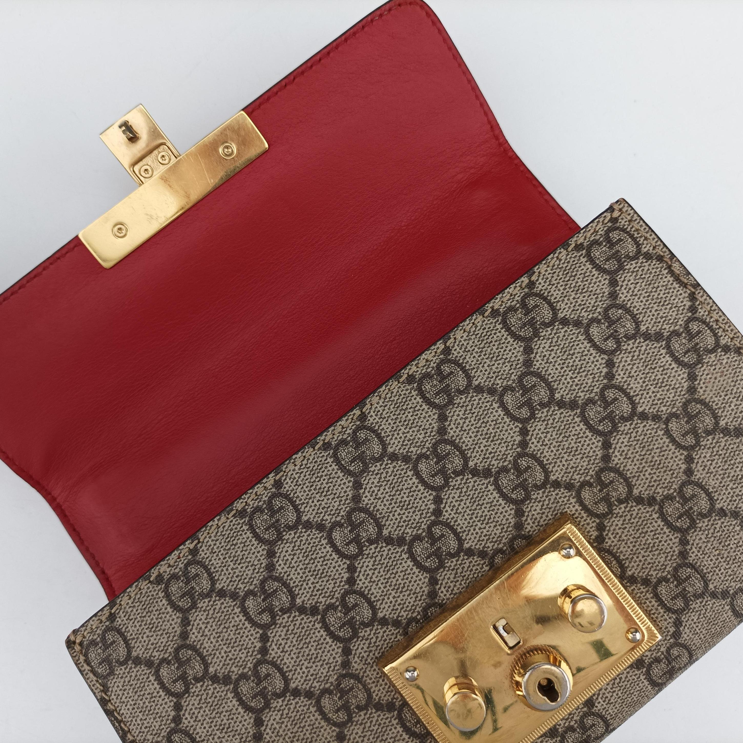 Pre-owned Gucci Padlock beige×red×pink PVC coated canvas×leather 409487 shoulderbag | stylenewstar