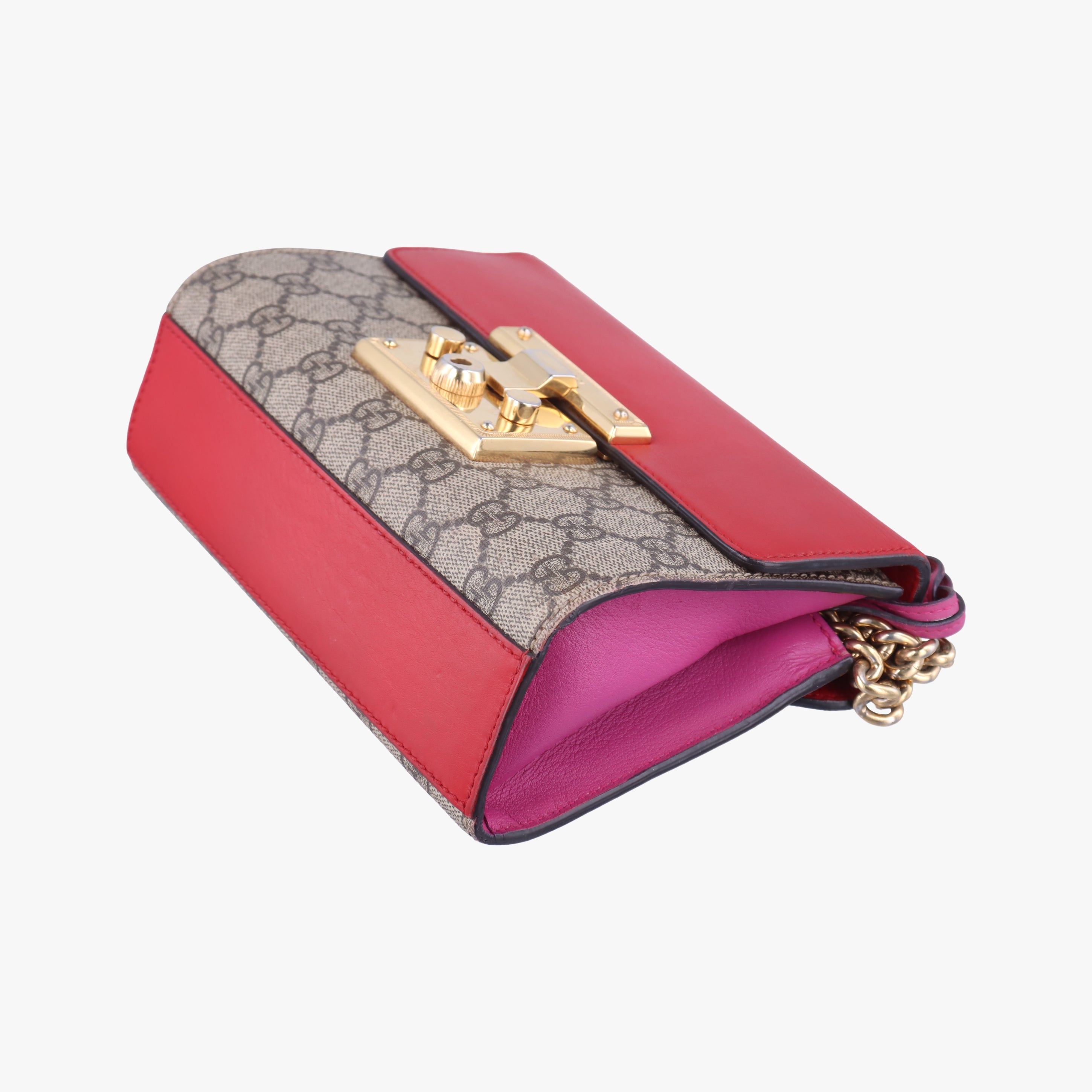 Pre-owned Gucci Padlock beige×red×pink PVC coated canvas×leather 409487 shoulderbag | stylenewstar