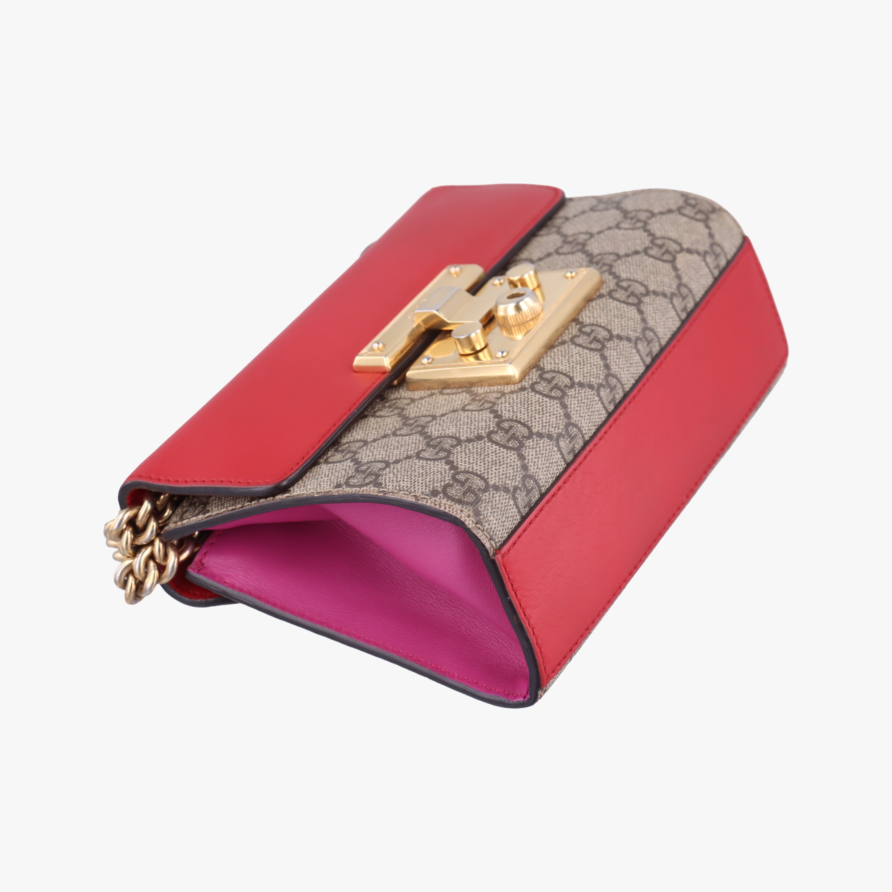 Pre-owned Gucci Padlock beige×red×pink PVC coated canvas×leather 409487 shoulderbag | stylenewstar