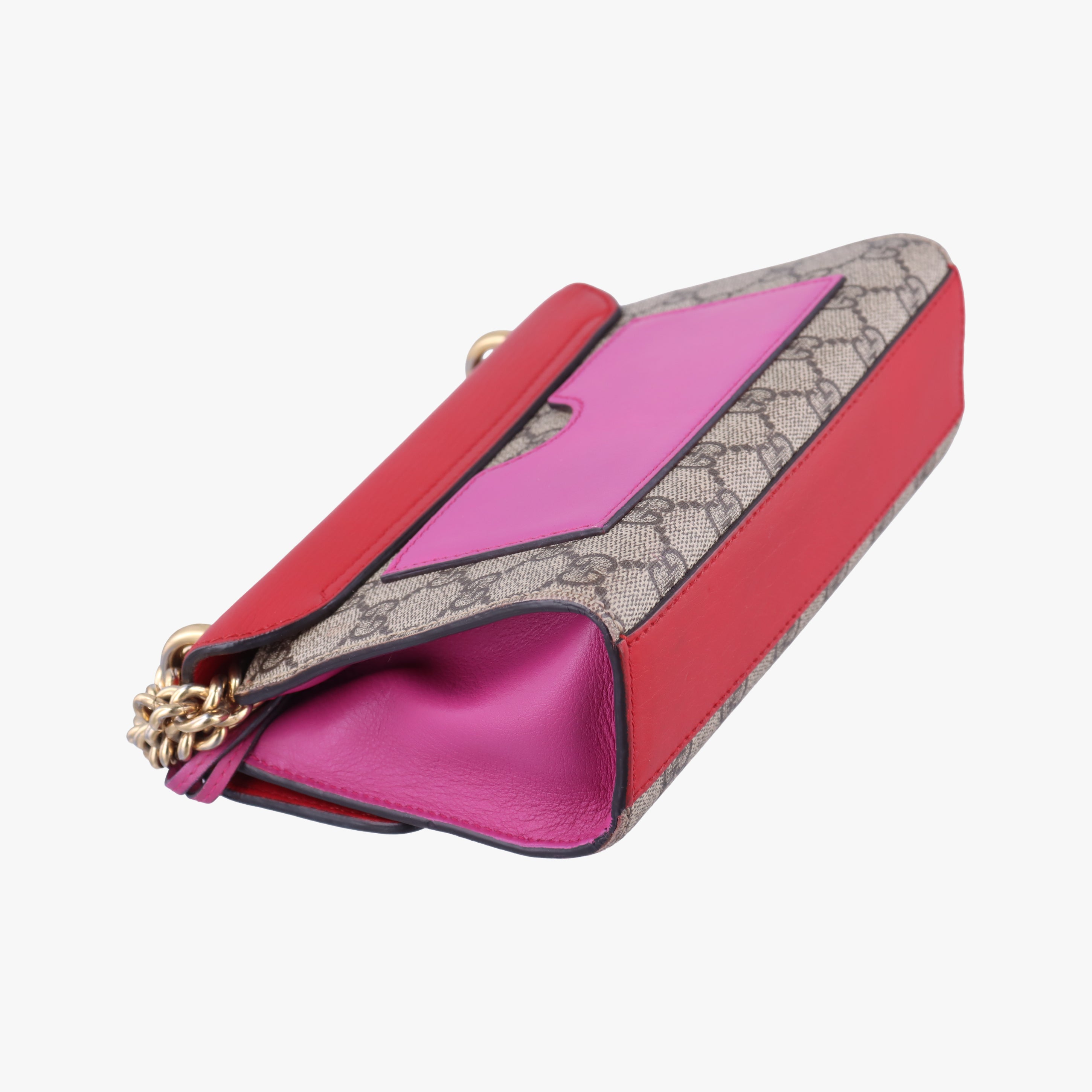 Pre-owned Gucci Padlock beige×red×pink PVC coated canvas×leather 409487 shoulderbag | stylenewstar