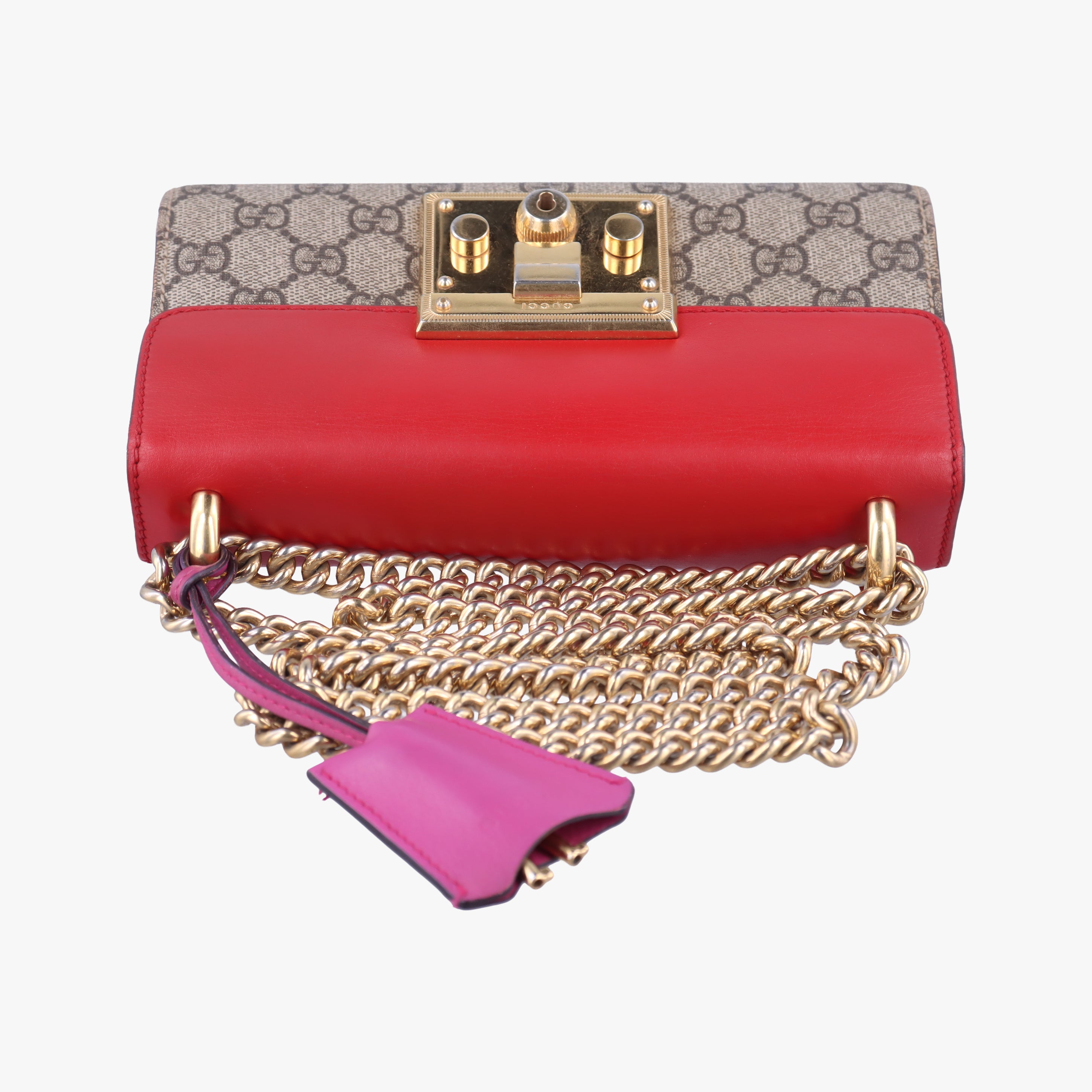 Pre-owned Gucci Padlock beige×red×pink PVC coated canvas×leather 409487 shoulderbag | stylenewstar