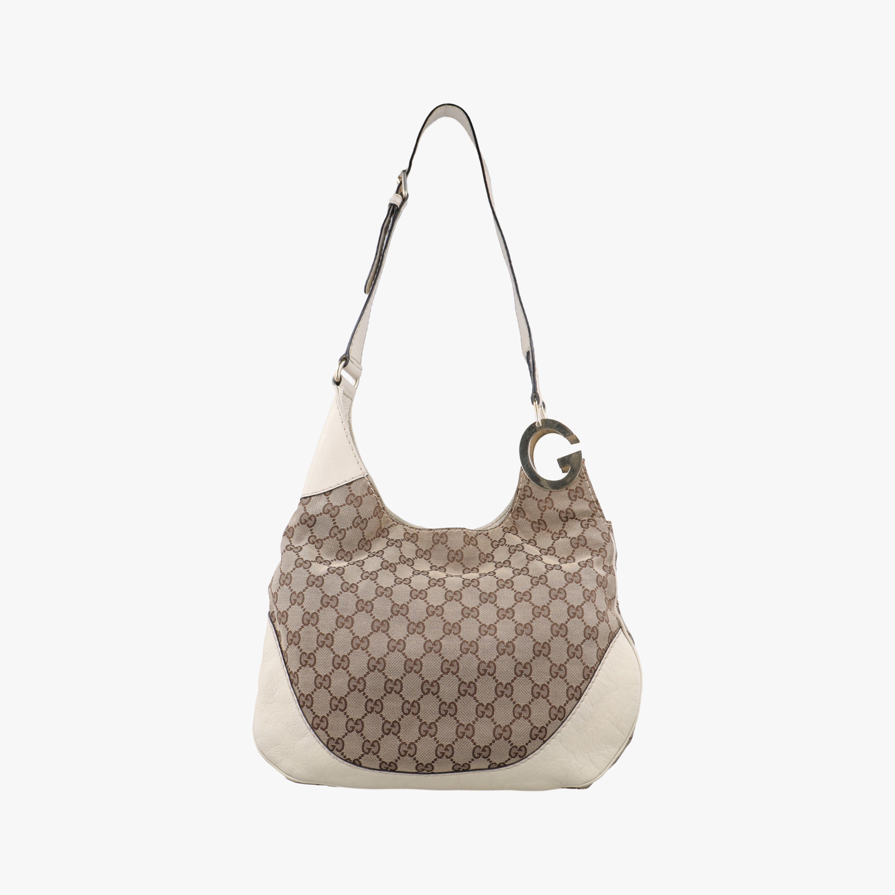 Pre-owned Gucci Charlotte WhitexBeide canvas×leather 203503 shoulderbag | stylenewstar