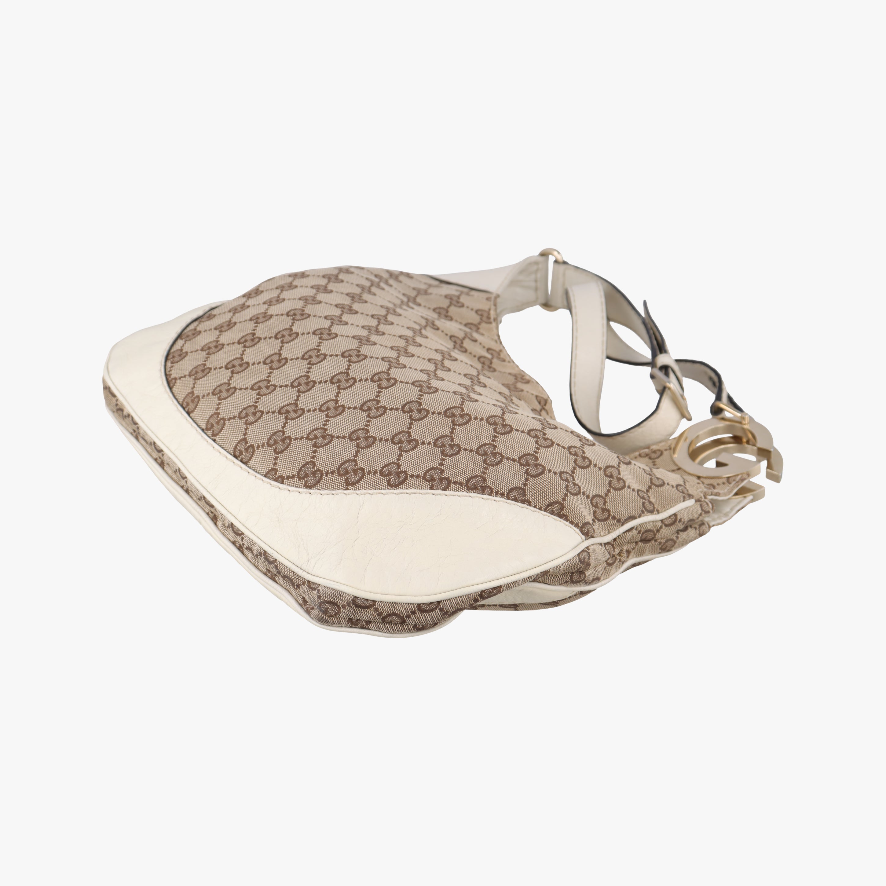 Pre-owned Gucci Charlotte WhitexBeide canvas×leather 203503 shoulderbag | stylenewstar