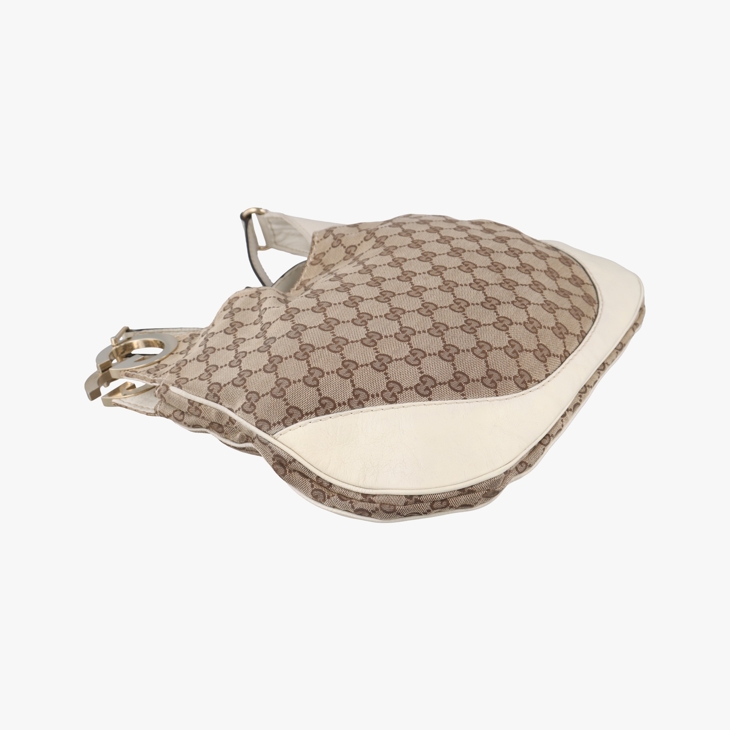 Pre-owned Gucci Charlotte WhitexBeide canvas×leather 203503 shoulderbag | stylenewstar