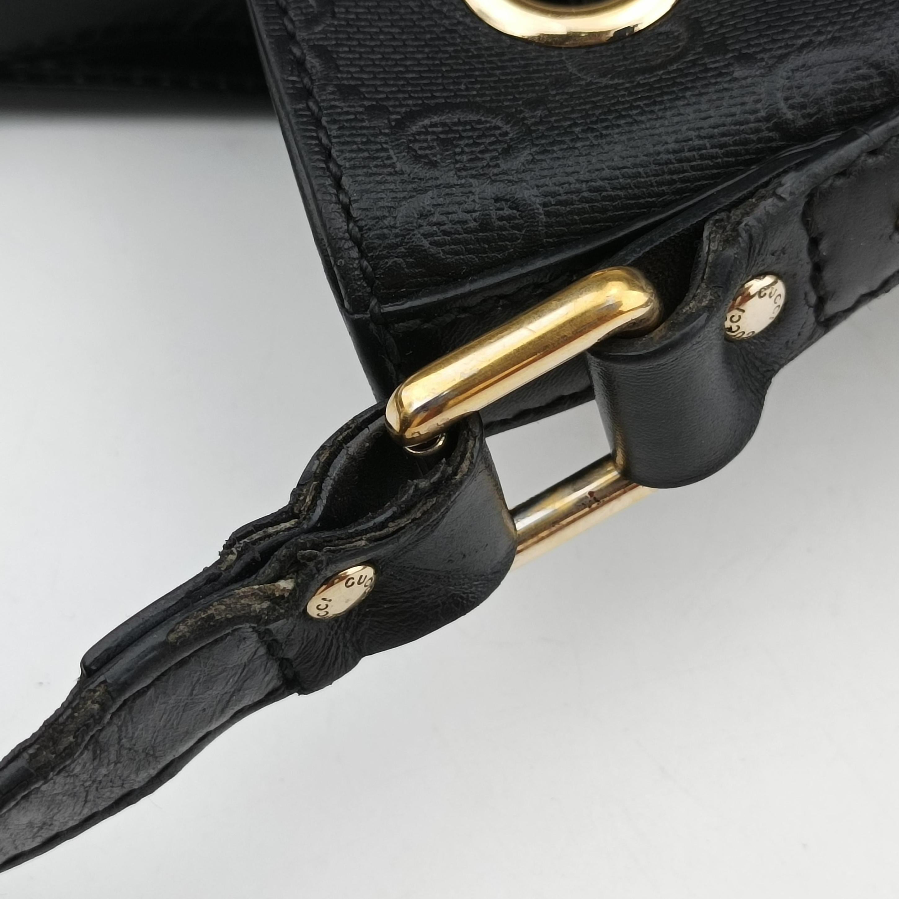 Pre-owned Gucci Bright Diamante Bucket Black Leather 354229 shoulderbag | stylenewstar