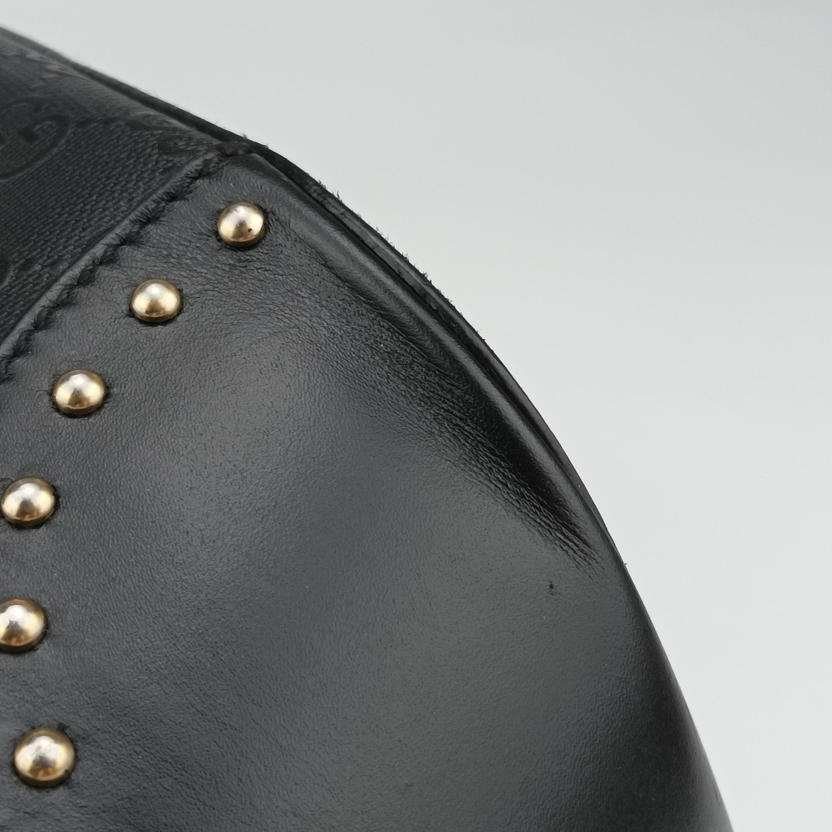 Pre-owned Gucci Bright Diamante Bucket Black Leather 354229 shoulderbag | stylenewstar