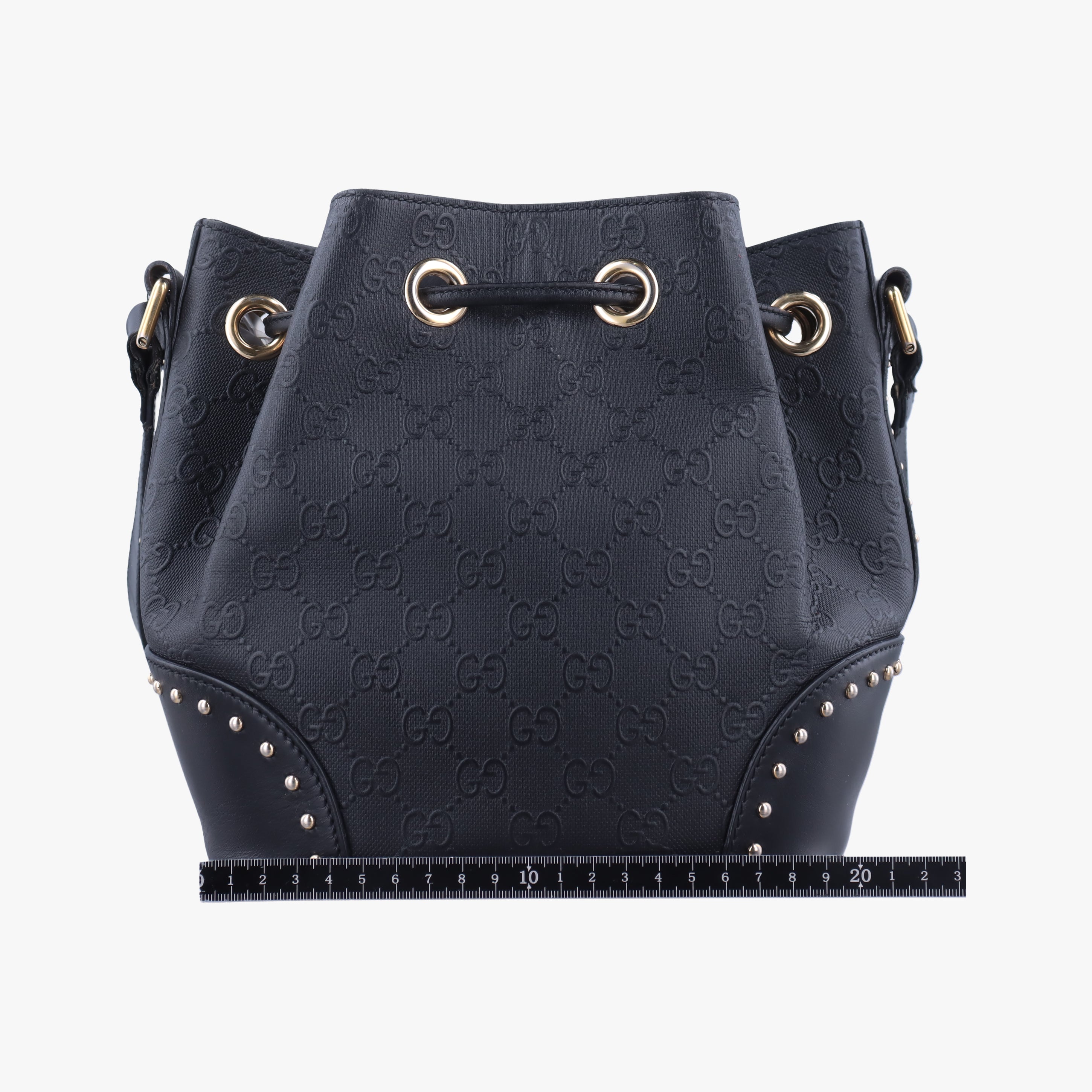 Pre-owned Gucci Bright Diamante Bucket Black Leather 354229 shoulderbag | stylenewstar