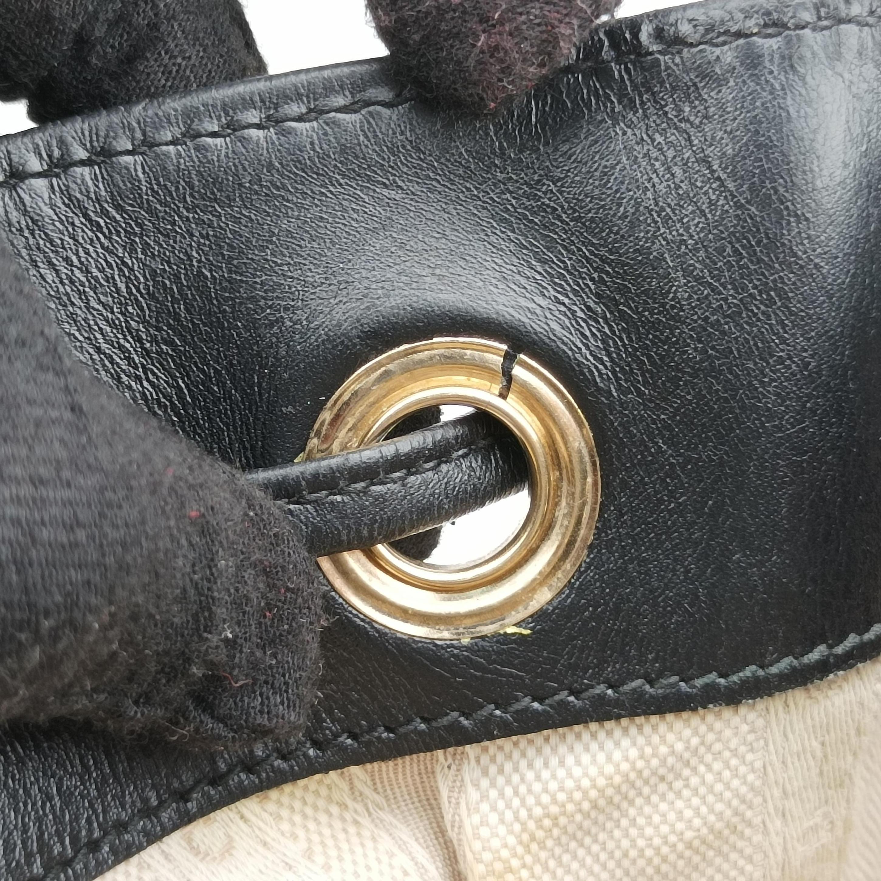 Pre-owned Gucci Bright Diamante Bucket Black Leather 354229 shoulderbag | stylenewstar