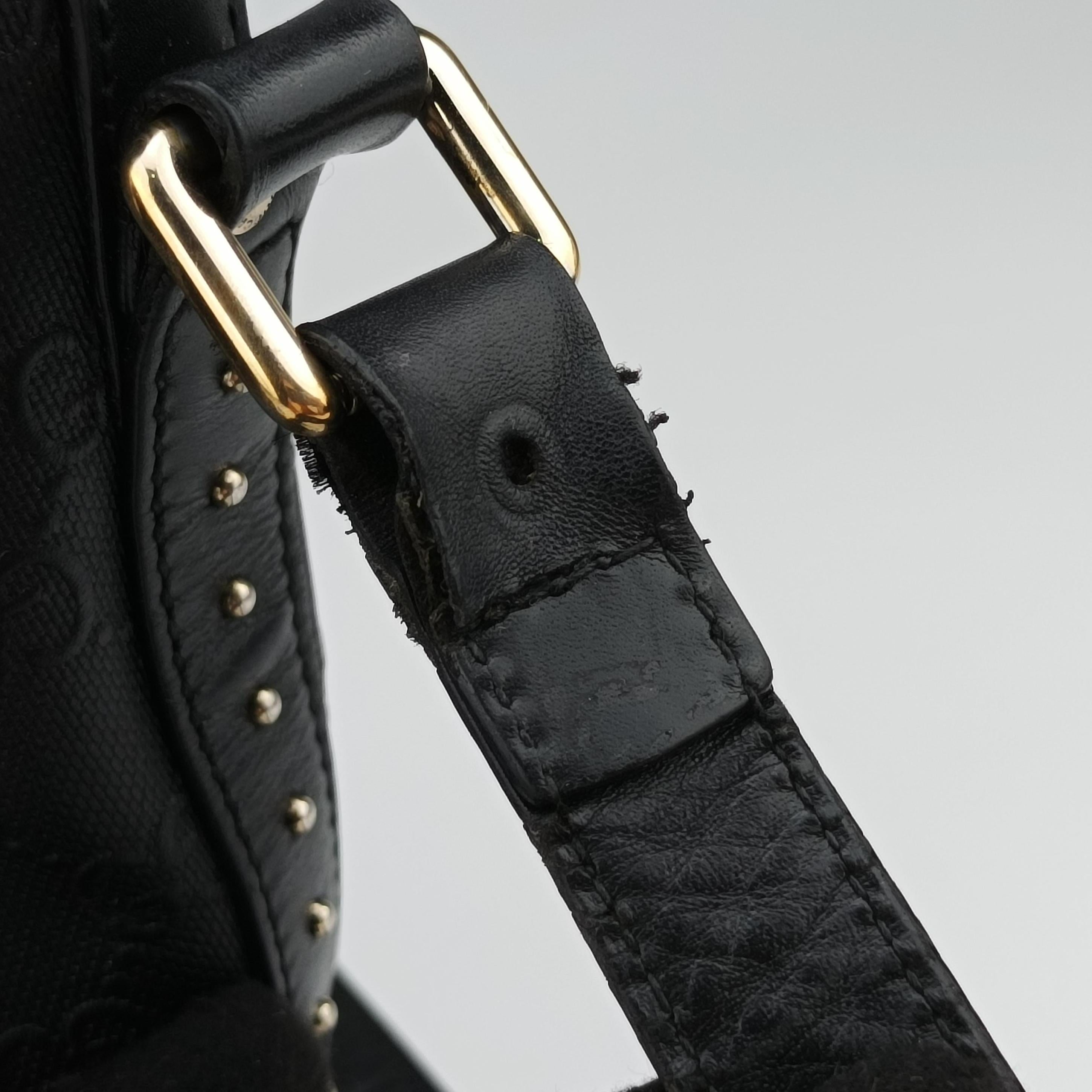 Pre-owned Gucci Bright Diamante Bucket Black Leather 354229 shoulderbag | stylenewstar