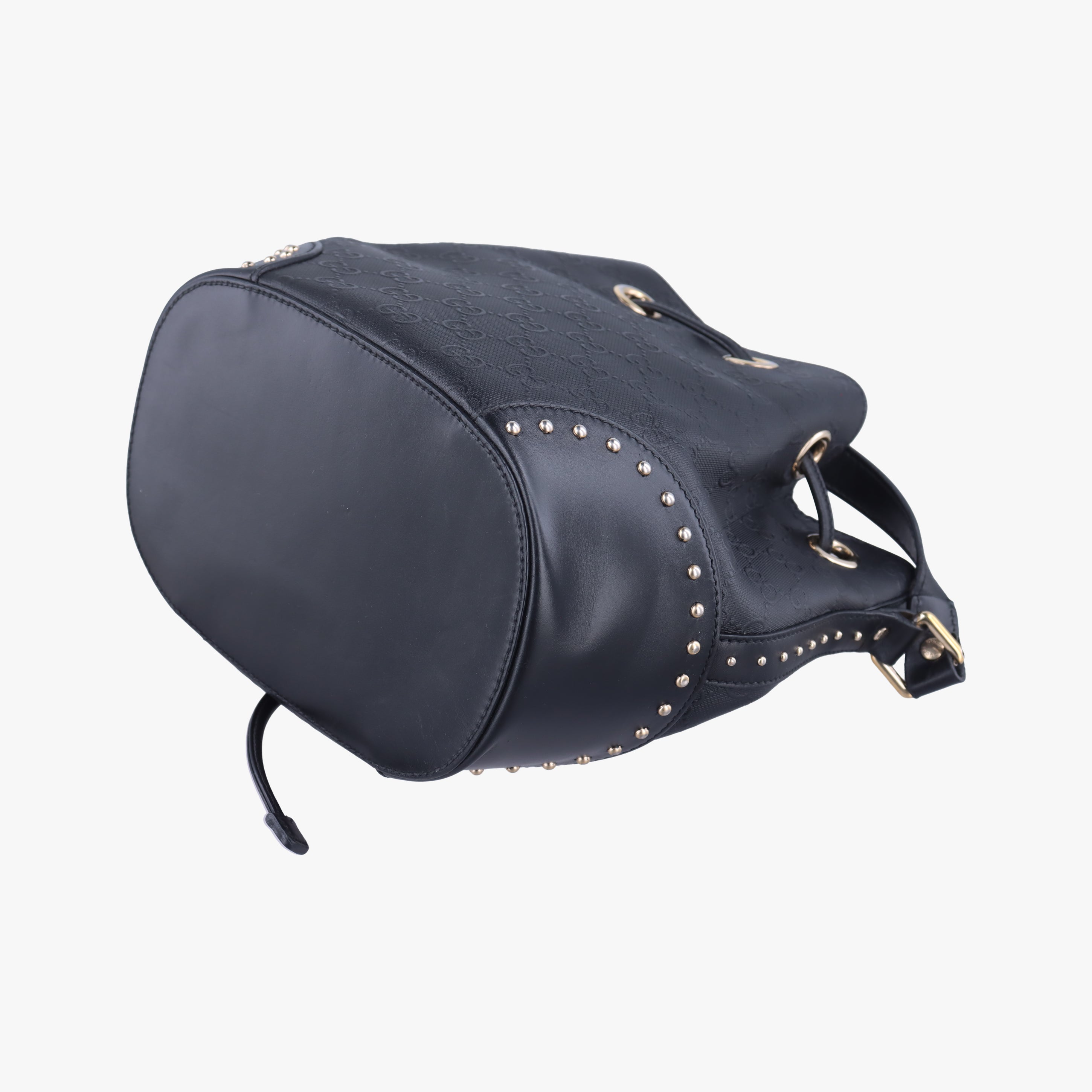 Pre-owned Gucci Bright Diamante Bucket Black Leather 354229 shoulderbag | stylenewstar