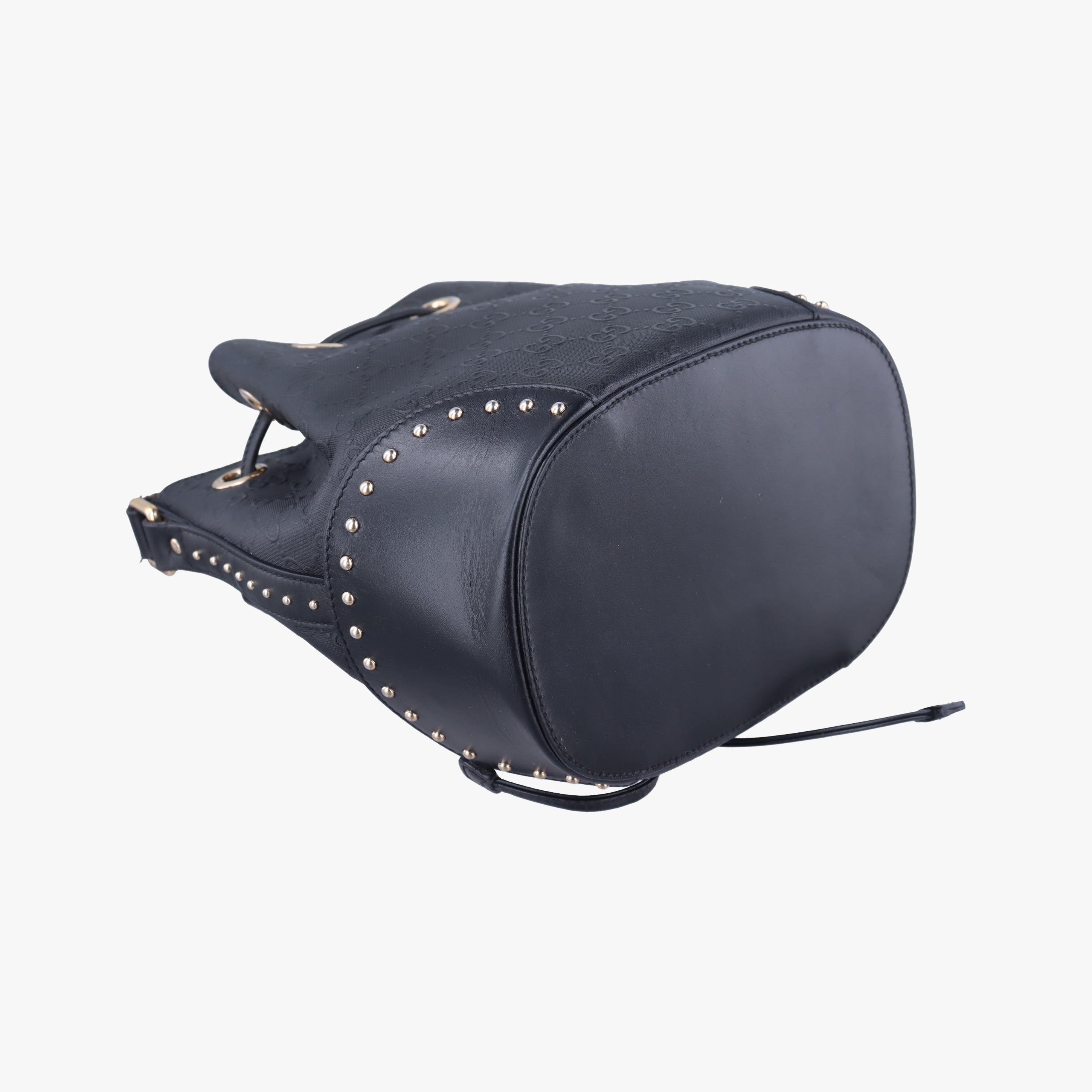 Pre-owned Gucci Bright Diamante Bucket Black Leather 354229 shoulderbag | stylenewstar