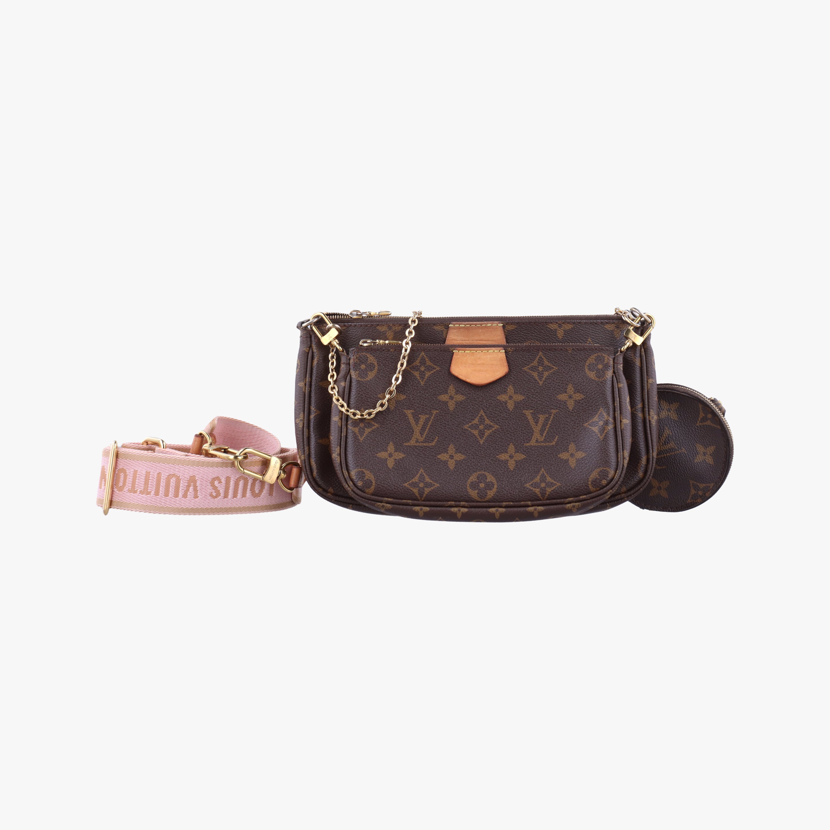 Pre-owned Louis Vuitton MULTI POCHETTE ACCESSOIRES MARRON×ROSE CLAIRE Monogram Canvas M44840 shoulderbag | stylenewstar