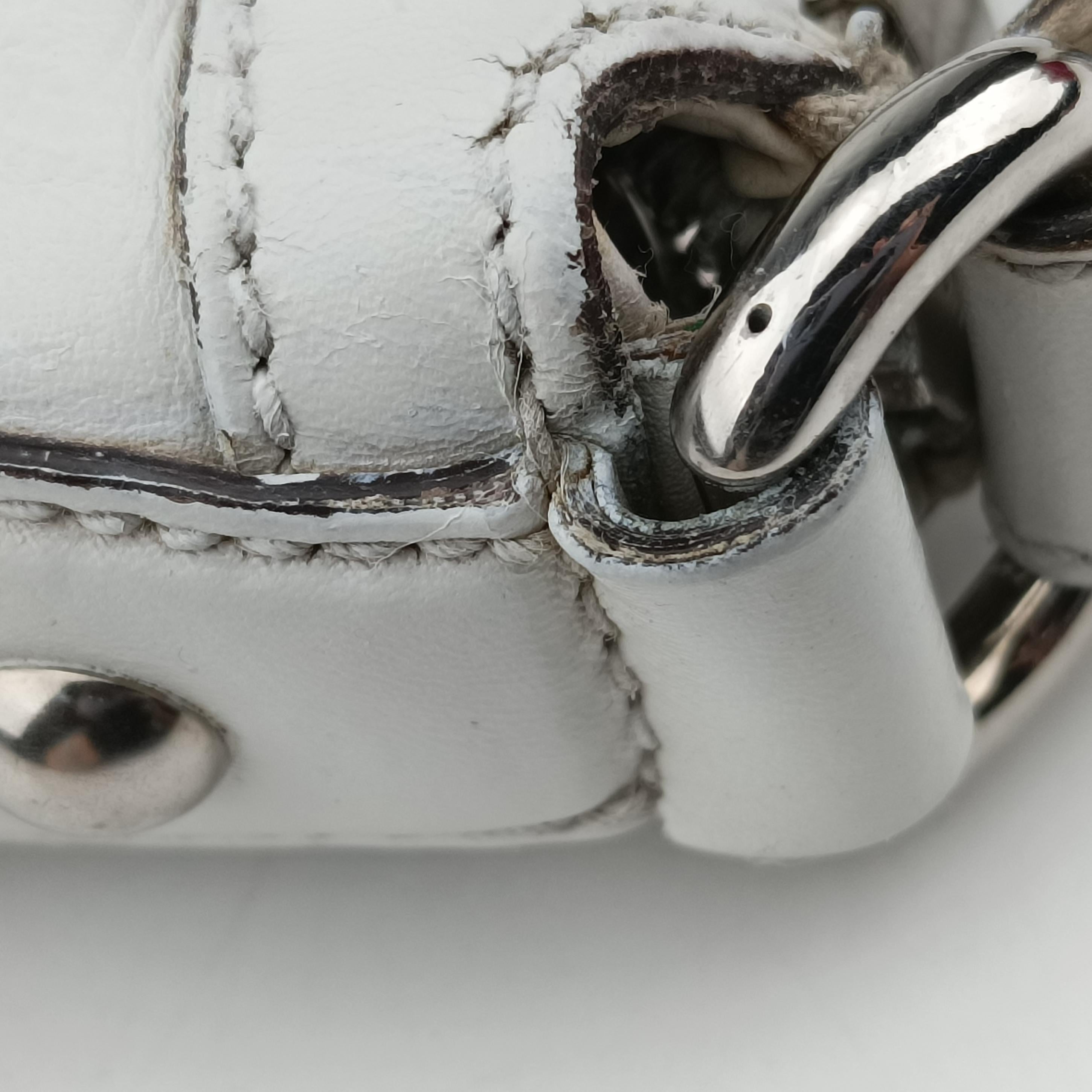 Pre-owned Gucci Horsebit Creole Hobo White Leather 232961 shoulderbag | stylenewstar