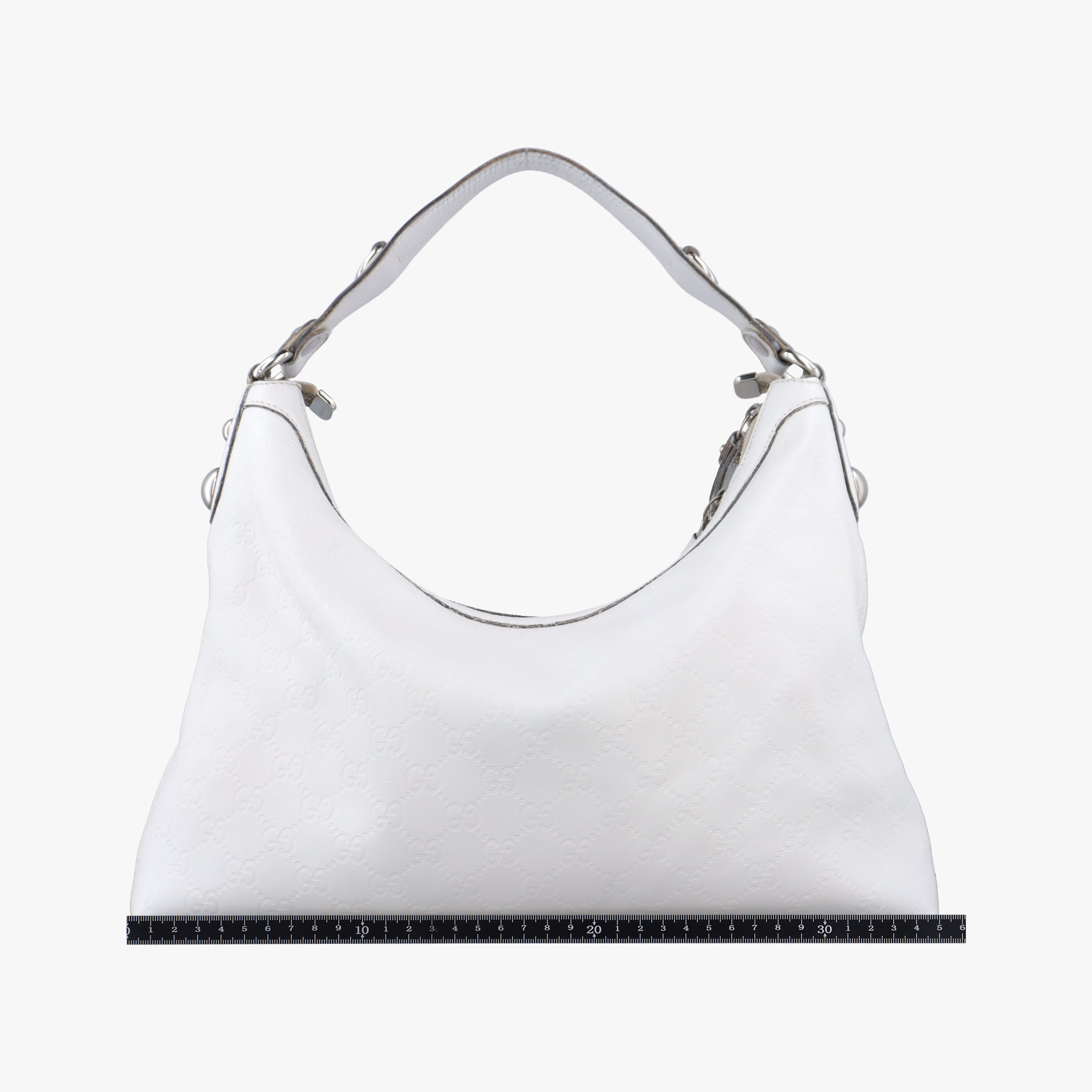 Pre-owned Gucci Horsebit Creole Hobo White Leather 232961 shoulderbag | stylenewstar