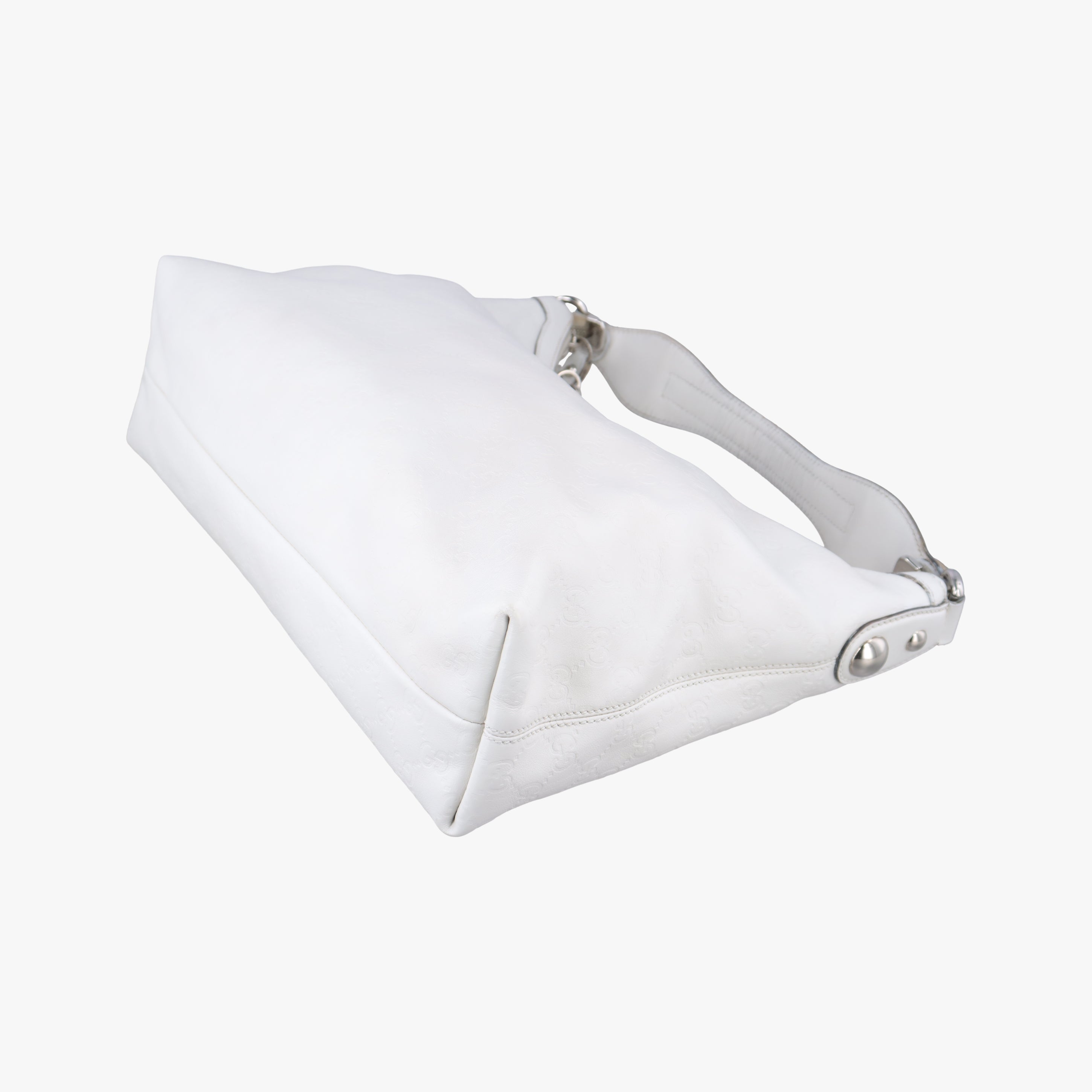 Pre-owned Gucci Horsebit Creole Hobo White Leather 232961 shoulderbag | stylenewstar
