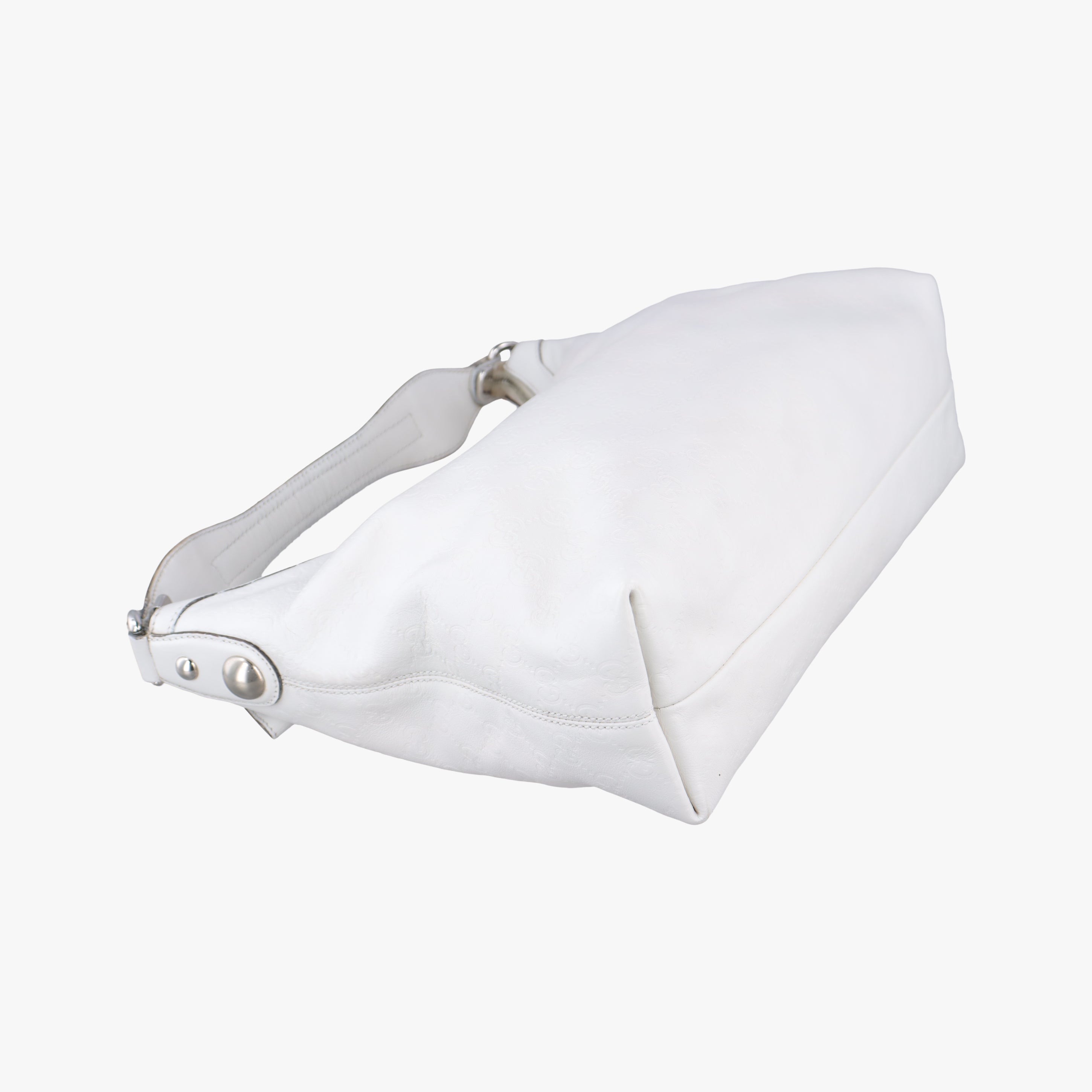 Pre-owned Gucci Horsebit Creole Hobo White Leather 232961 shoulderbag | stylenewstar