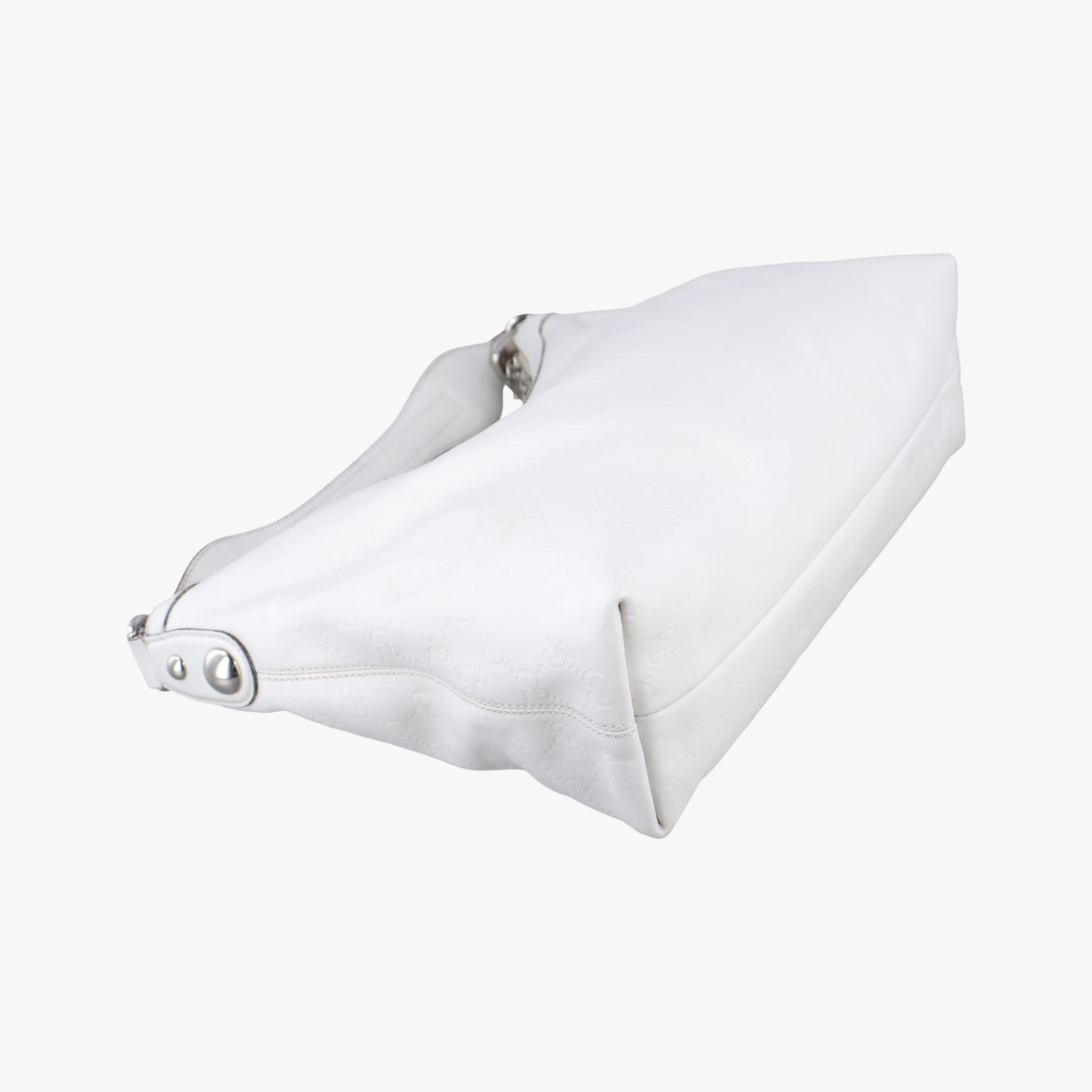 Pre-owned Gucci Horsebit Creole Hobo White Leather 232961 shoulderbag | stylenewstar