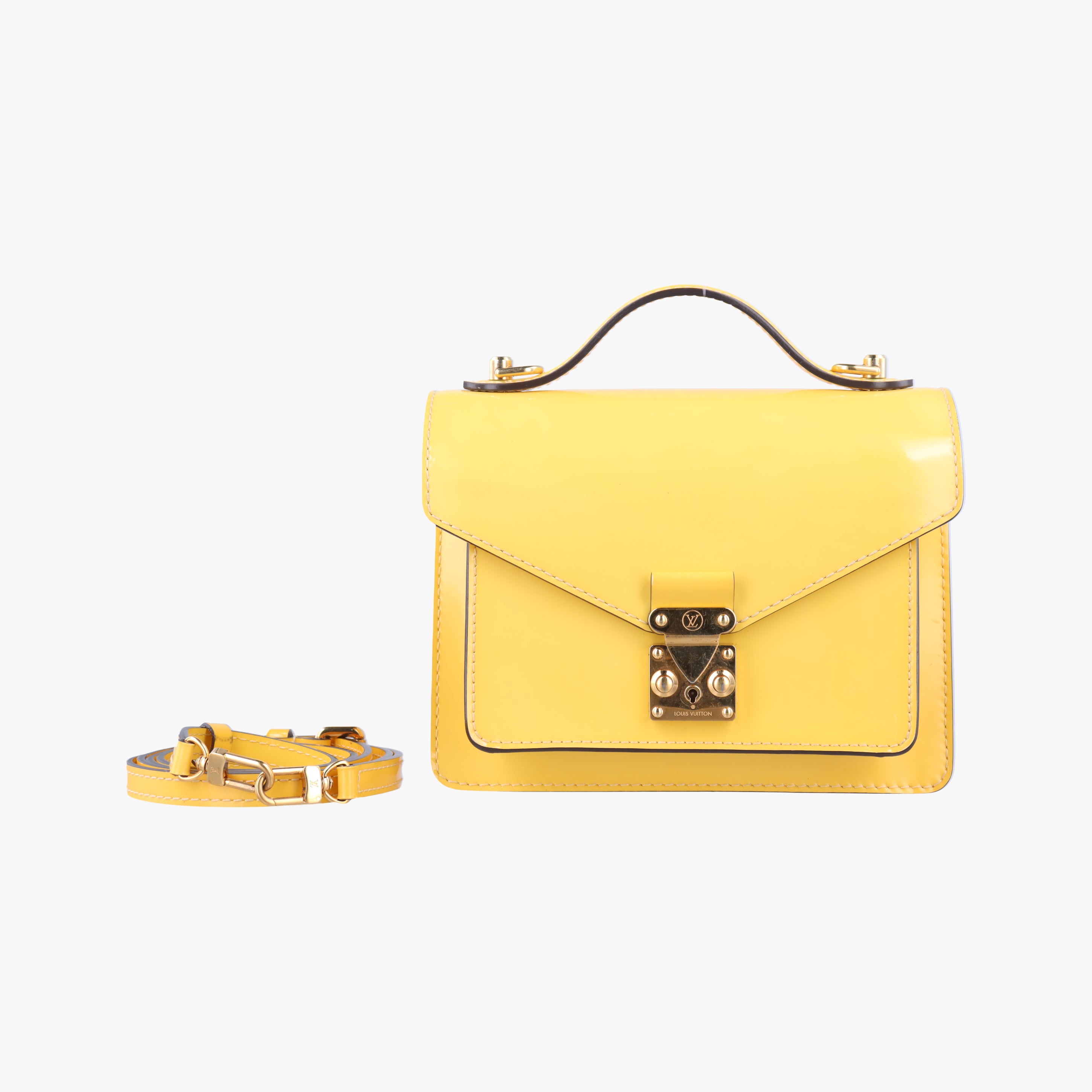 Pre-owned Louis Vuitton Monceau BB Yellow Vernis M40978 shoulderbag | stylenewstar