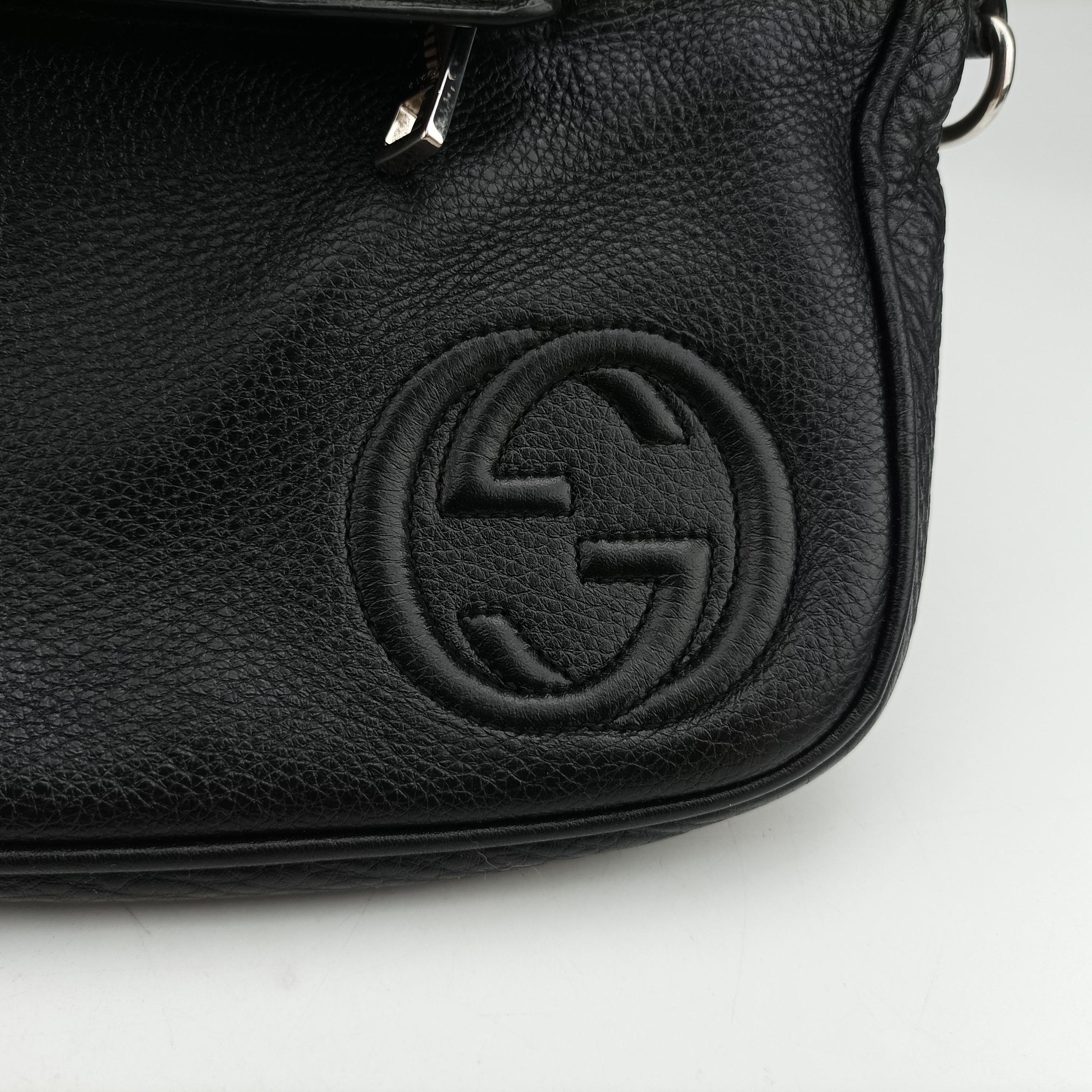 Pre-owned Gucci Soho Black Leather 359266 shoulderbag | stylenewstar